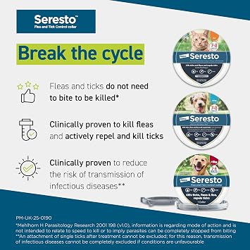 Seresto Flea and Tick Control Collar For Small Dogs Up To 8kg (1 Collar), Long-Lasting & Simple Treatment For Dogs, 7-8 Months Of Protection, Keeps Pets Protected From Fleas & Ticks