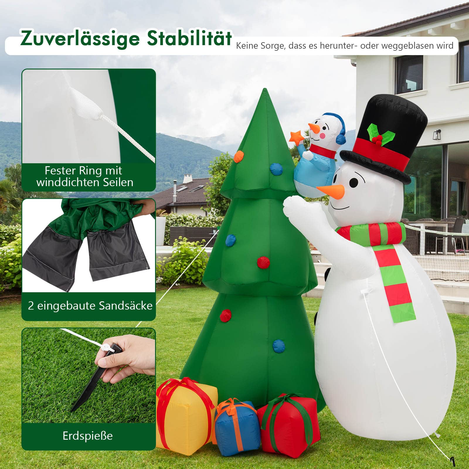 HOMCOM opblaasbare kerstboog, 1,57 m met LED verlichting
