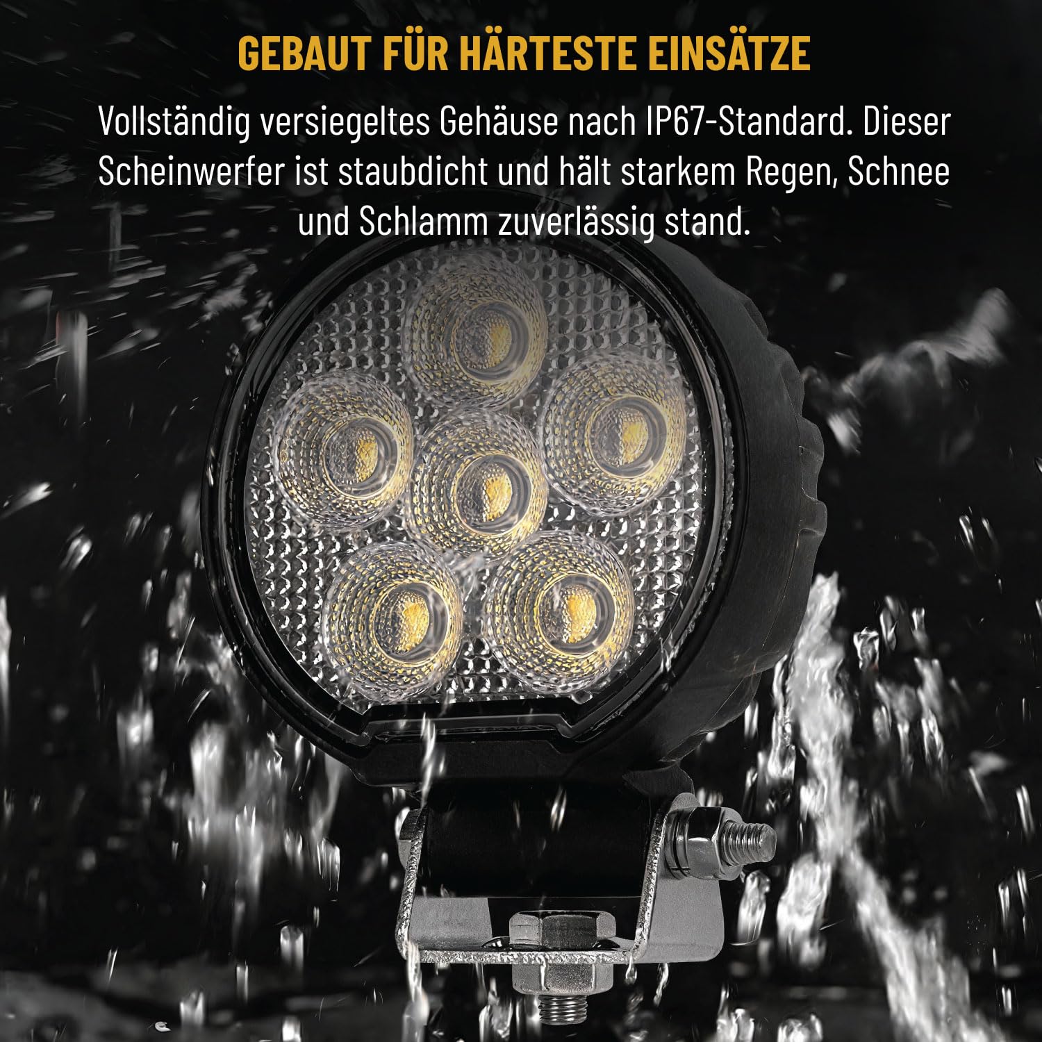 Arbeitsscheinwerfer LED 12V 24V für Traktor LKW Bagger, Rundes LED Arbeitslicht 24W 2400 Lumen Flutlicht, IP68 Wasserdicht, ECE R10, Aluminium Gehäuse, 6000K Kaltweiß