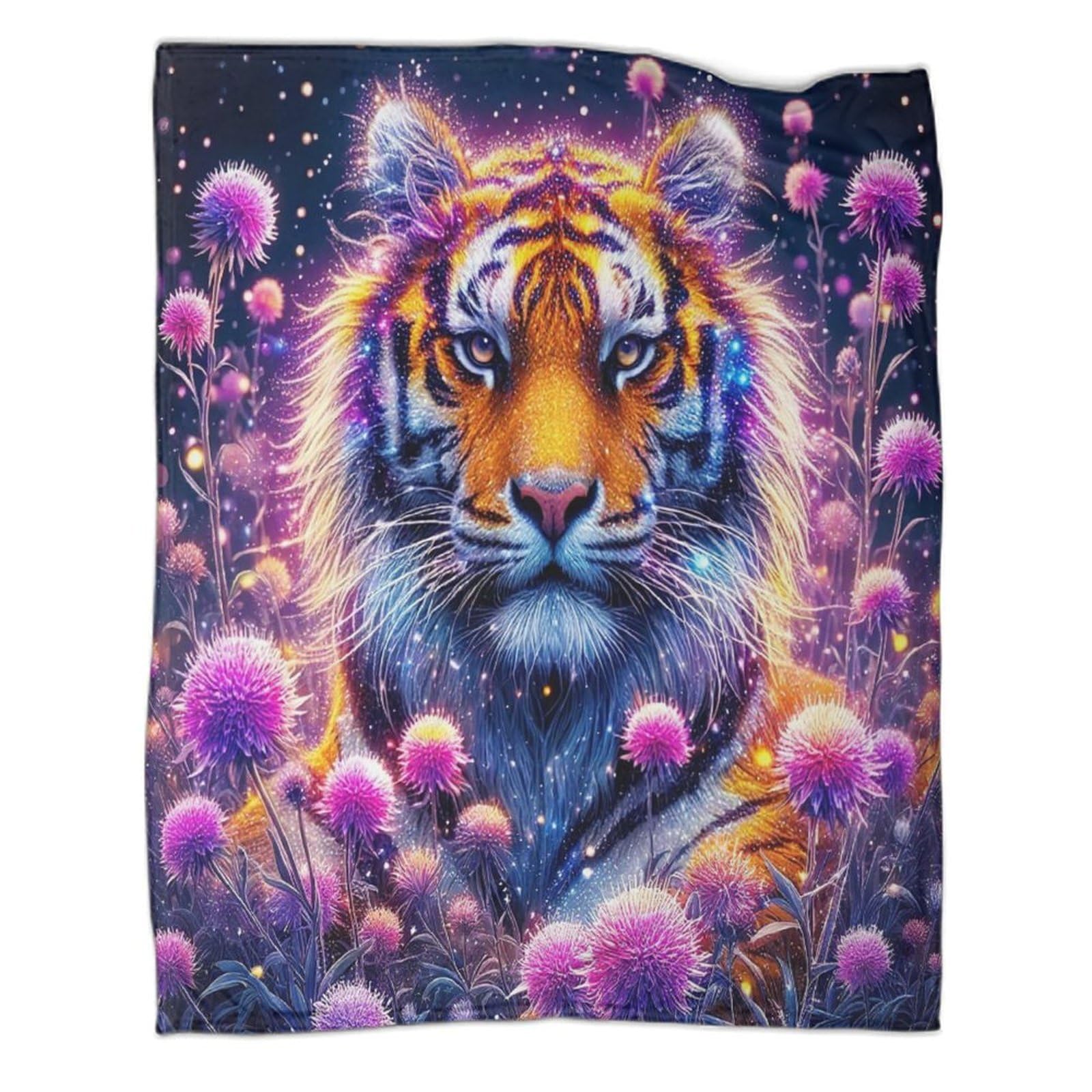Couvertures chaudes en flanelle 3D tigre jetable plaid décoratif lit 60x80