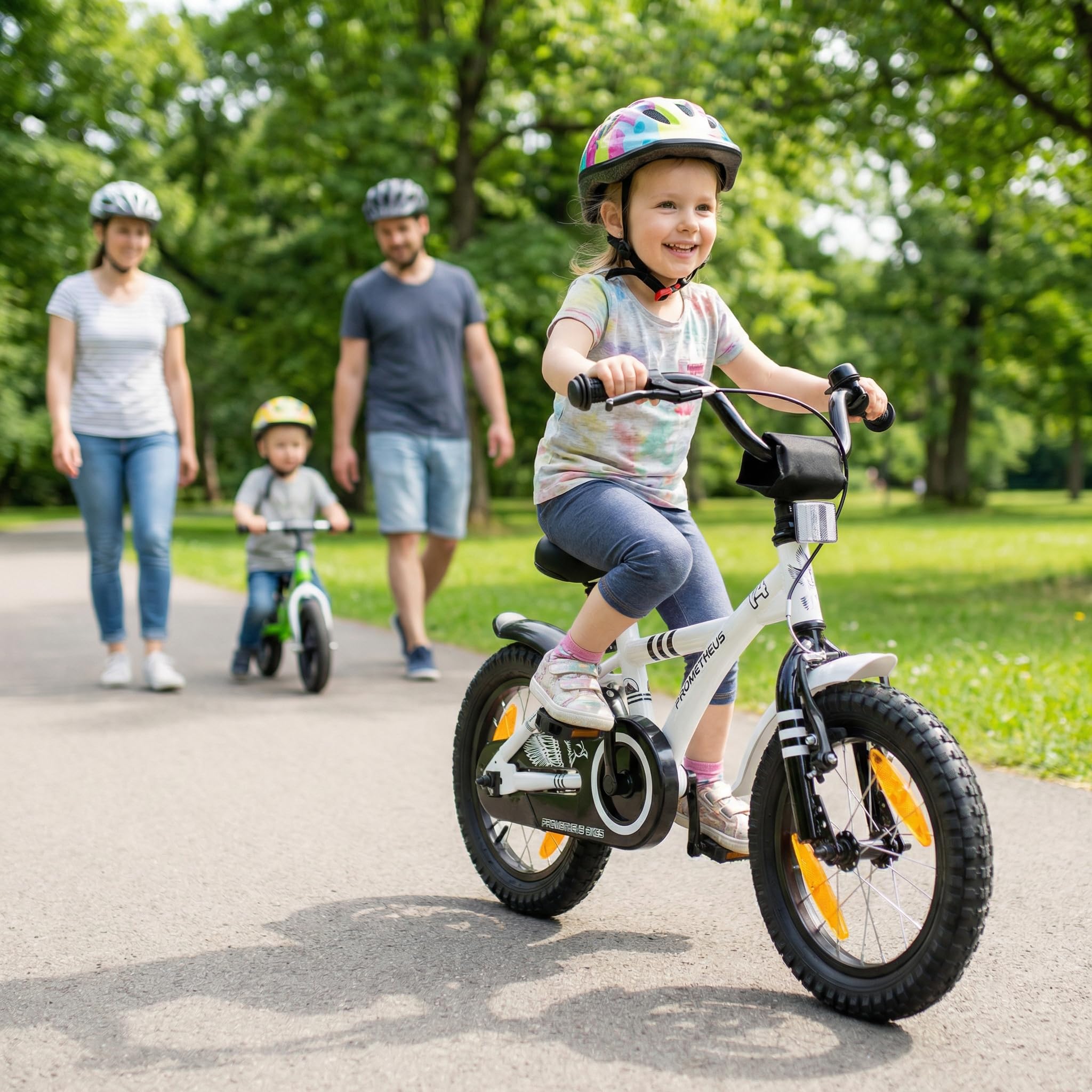PROMETHEUS BICYCLES Velo Enfant 4 Ans - vélo Fille 14 Pouces a Roulette pour 3 a 5 Ans - Petite Princesse en Blanc