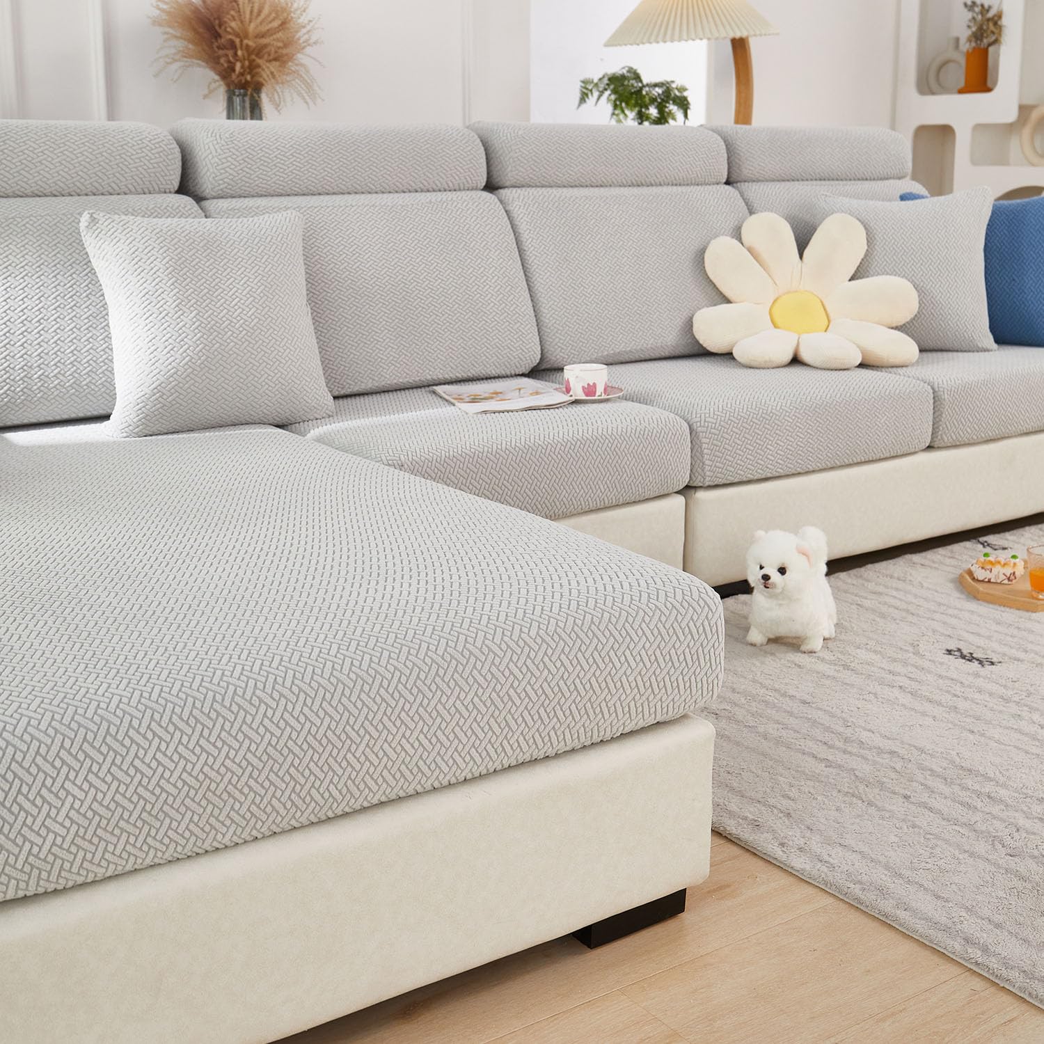 Disayu Couch Cushion Covers for Sectional Sofa, Sectional Couch Covers for Furniture, Sofa Covers Washable Stretch Sofa Slipcovers Soft,Anti Slip,