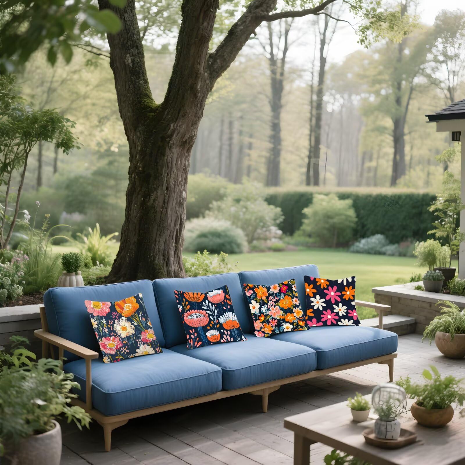 Federe Cuscini Divano 40x40cm, Federa Cuscino Arancione bruciato Fiori Quadrati Copricuscini Super Morbido Copri Cuscini Per Divano, Cuscino Decorativo da Esterno Giardini, Camera Divani, Sedie P-420