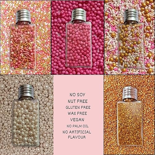 Miniatura 4 de Sprinkles - Gránulos Confect para decoración de pasteles y cupcakes, paquete surtido de 5 gránulos de princesa de hadas, mezcla de grageas corales,