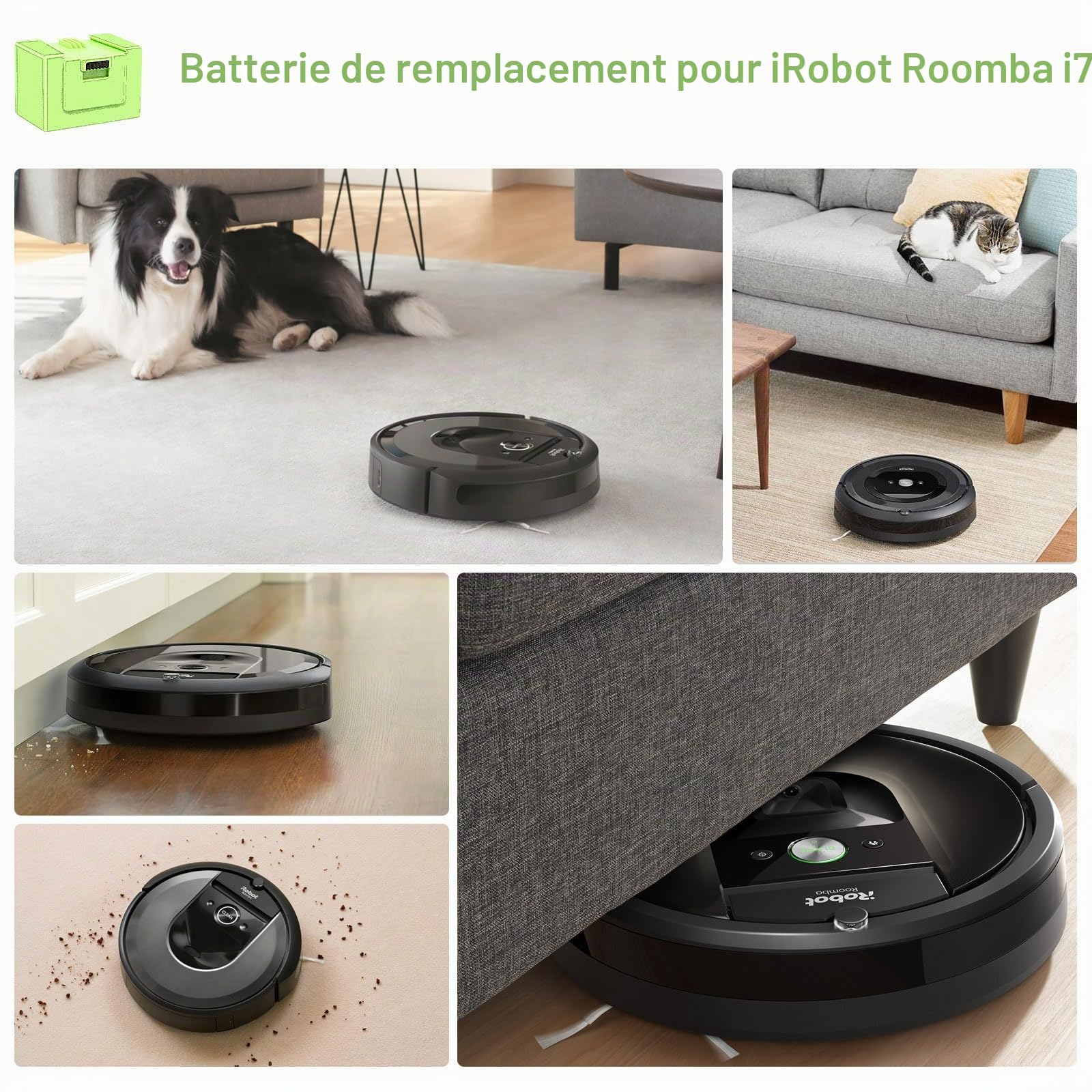 ASUNCELL Batterie Li-ion de rechange pour i7, 14,4 V, 4000 mAh, pour iRobot Roomba e et i série i7/i7+ i4/i4+ i3/i3+ e5 e6 i7158 i7550 i755020 7150 7550
