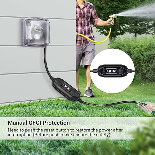 Miniatura 3 de DEWENWILS Cable de extensión GFCI para exteriores de 3 pies, cable de extensión de calibre 123 para múltiples electrodomésticos, cable de