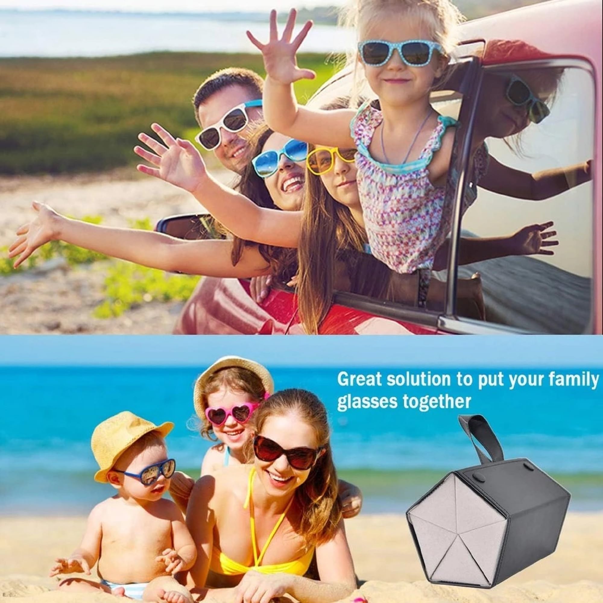 VIVUE 5 Slots Travel Sunglasses Organizer Case With Goggles Cover for Men Women, PU Leather Foldable Eyeglasses Case With Hanging Strip, Glasses Storage Box for Spectacles, Goggles - Image 9 thumbnail