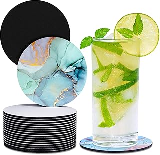 50PCS Sublimation Blank Cup Coasters, White Round Rubber Cup Mat Pad for DIY Crafts Sublimation Heat Transfer Press Printing Vinyl Projects Supplies, Blanks Cup Coasters in Bulk, 4 x 4 inch