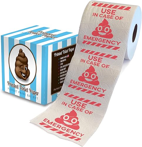 Printed TP Uso en caso de regalo de papel higiénico impreso de emergencia divertido rollo de papel higiénico para bromas, sorpresas, decoración de