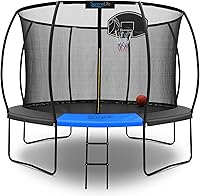 Vista 9 de SereneLife Trampoline Outdoor 10FT 12FT 14FT with Enclosure Net, Ladder and Anti-Rust Coating - ASTM Approved Recreational Trampolines - Heavy Duty