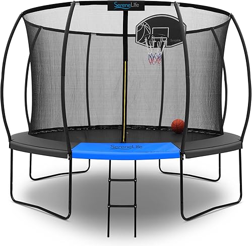 Miniatura 9 de Serenelife 12FT 10FT 8FT Recreational Trampolines with Enclosure Net and Ladder and Anti-Rust Coating, ASTM Approved Trampoline Outdoor for Kids and