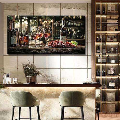 Miniatura 2 de hyidecorart Arte de pared para comedor, lienzo de copa de vino, cuadros de pared, decoración de pared, decoración de pared de bodegón, pintura de
