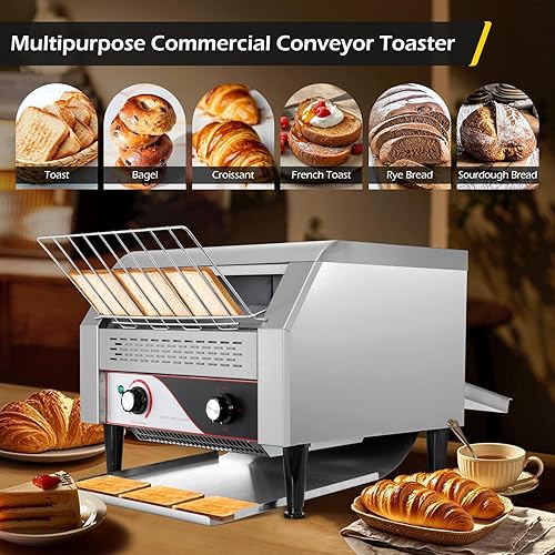 Miniatura 8 de Dyna-Living Tostadora comercial 450 rebanadasH tostadoras de restaurante 110 V 2600 W transportador tostadora giratoria tostadora de cinturón
