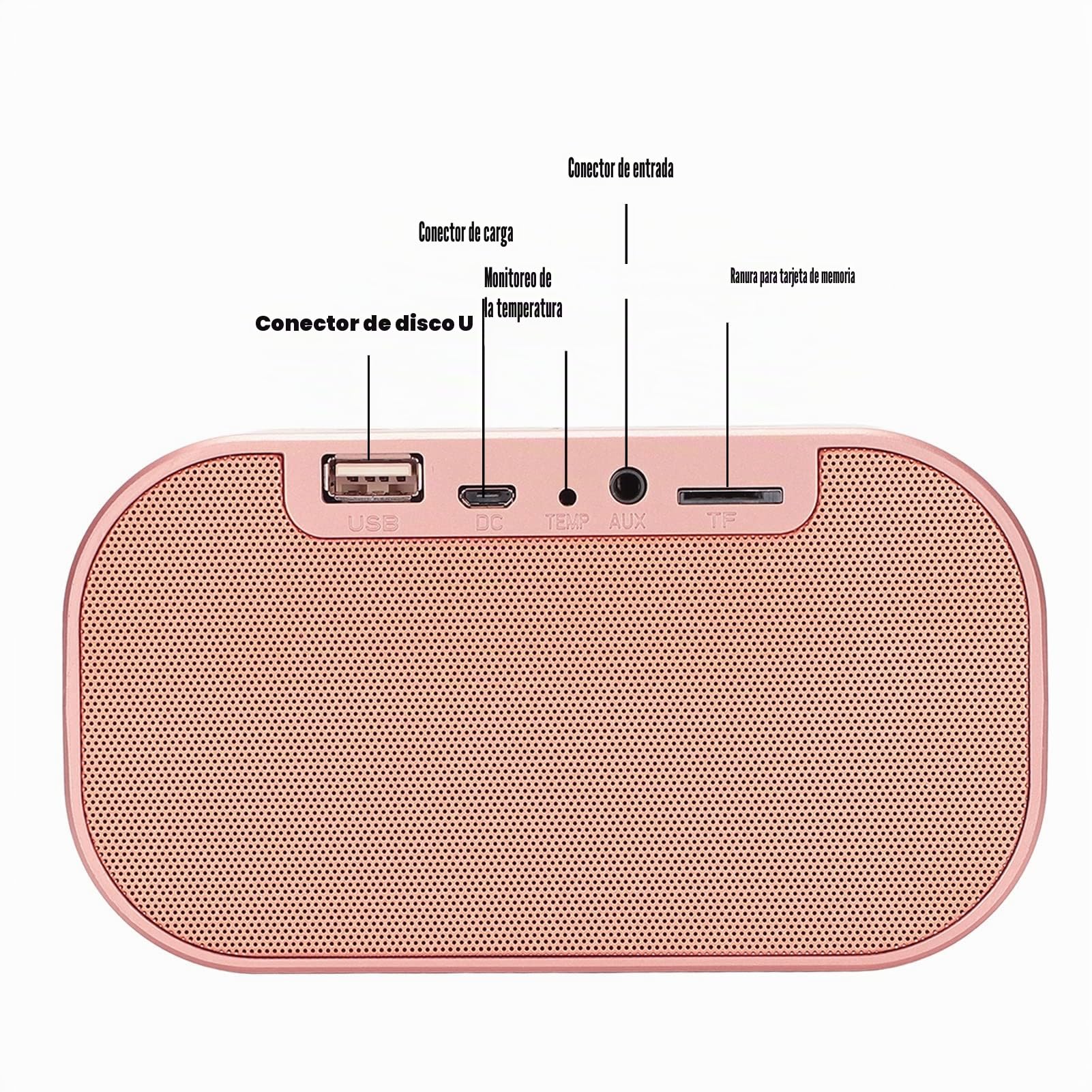 Goshyda Reloj Despertador Digital, 2200mah Radio FM Reloj Despertador Multifunción, con Altavoz Bluetooth, con Antena Externa, para Dormitorio en Casa, Regalo para Niños(Oro Rosa)