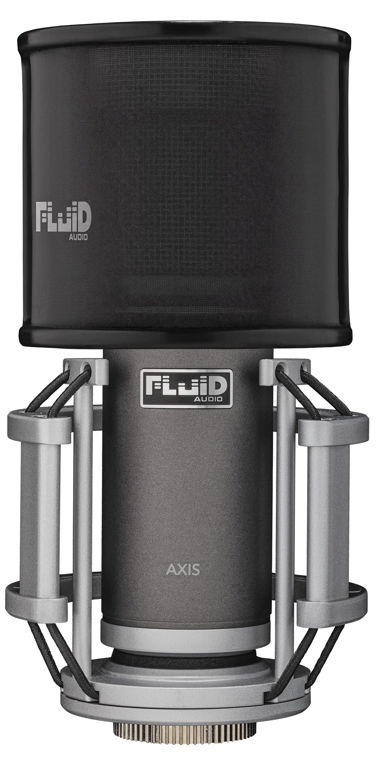 Microfono da studio a condensatore professionale Fluid Audio Axis (diaframma d'oro da 34 mm, diagramma polare cardioide, incluso shockmount, cavo XLR, chitarra, percussioni, 20Hz-20kHz),Nero