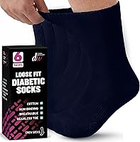 Vista 14 de Debra Weitzner Diabetic Socks For Men and Women Loose Fit Non-Binding Cotton Crew Socks 6 Pairs