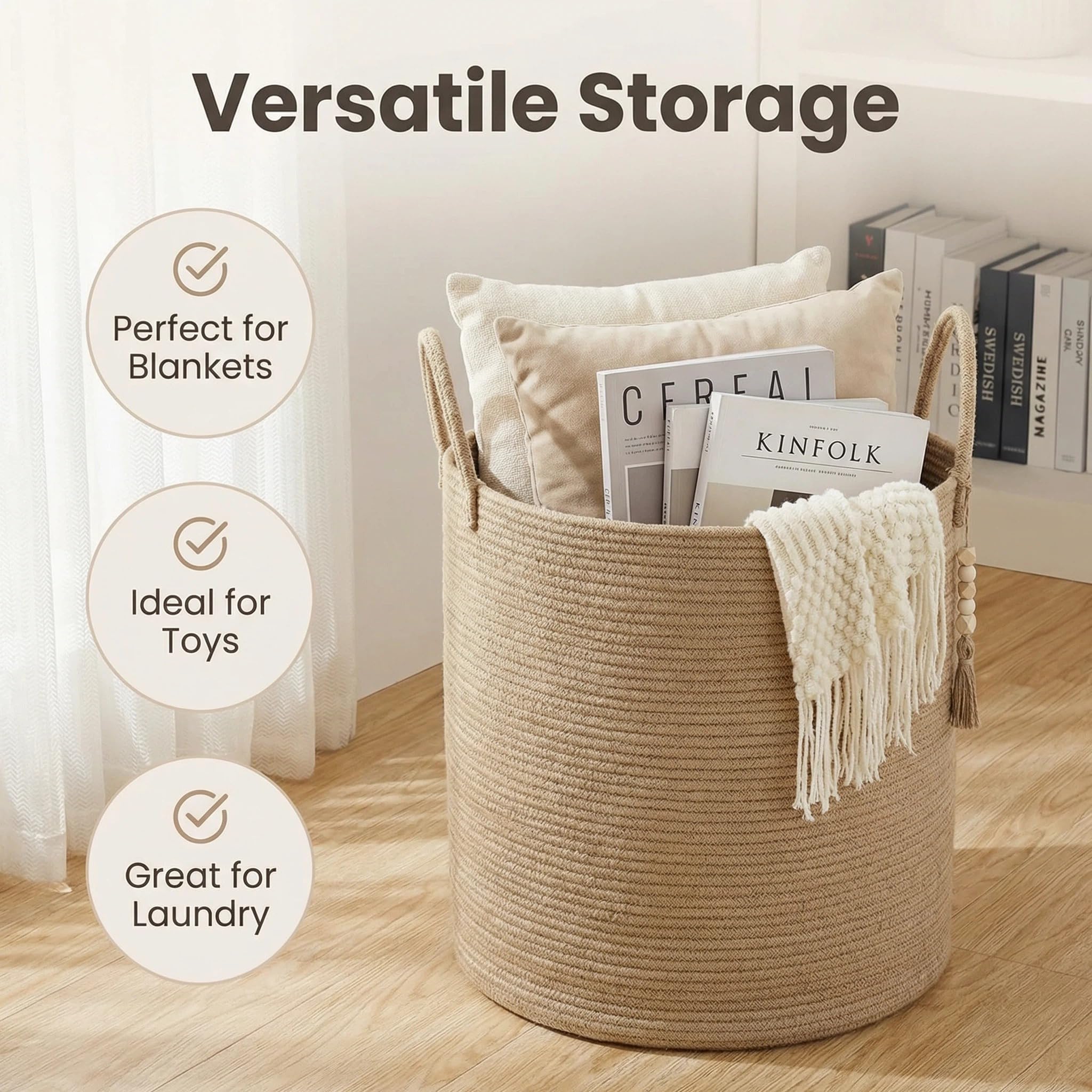 Levede Solid Chunky Knit Area Rug 150cm - Side Angle