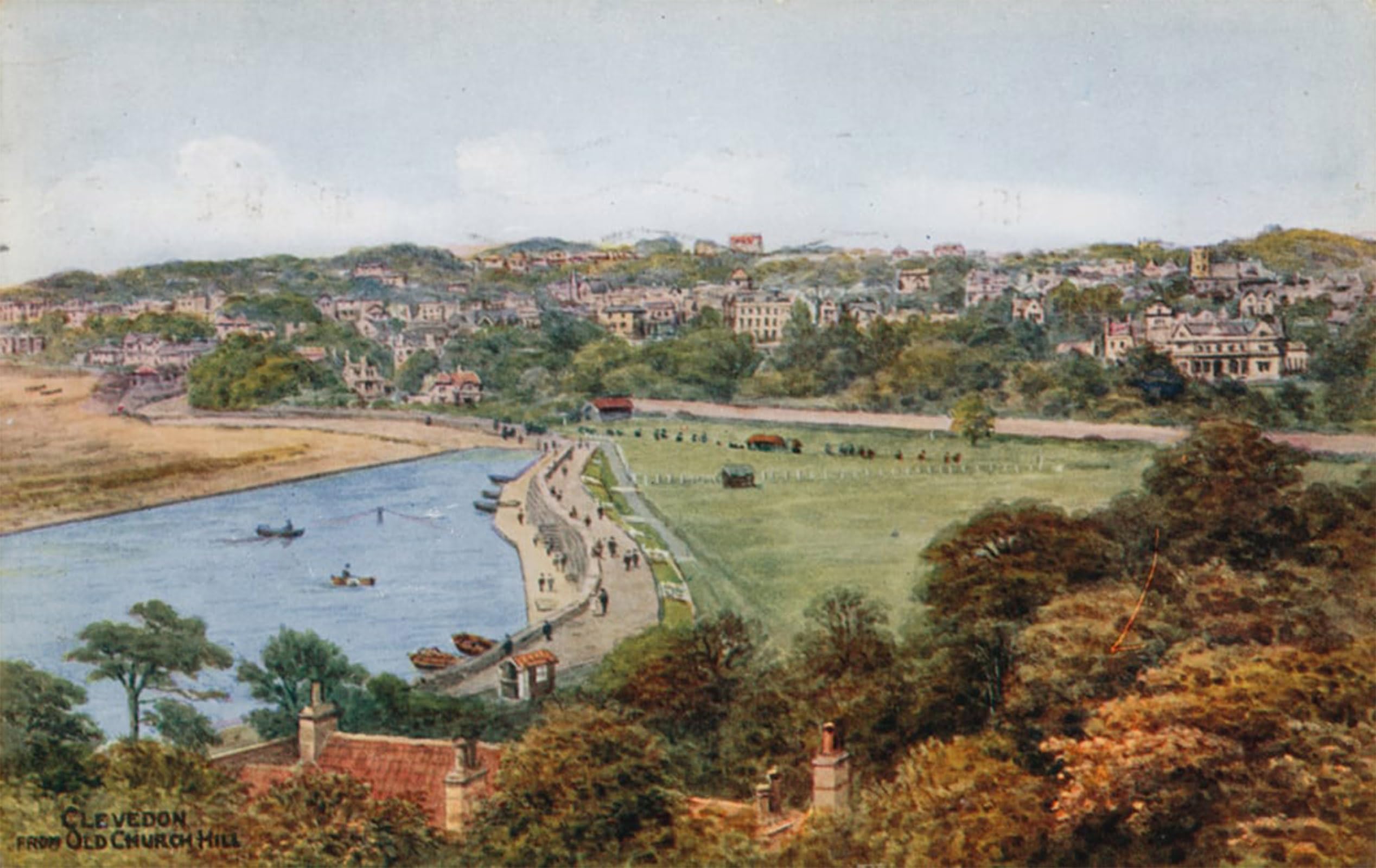 SERENDIPITP Vintage Wall Art Canvas Nordic Poster Canvas Print Picture Clevedon From Old Church Hill by Alfred Robert Quinton Wall Art Poster for Home Decor 60x90cm