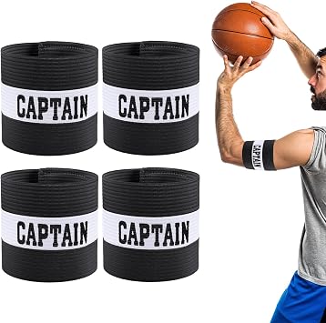 4Pcs Captain Armbands, Captain Arm Bands, Black Adjustable Soccer Captains Armband, Football Rugby Basketball Player Band for Adult Youth Soccer Volleyball Team