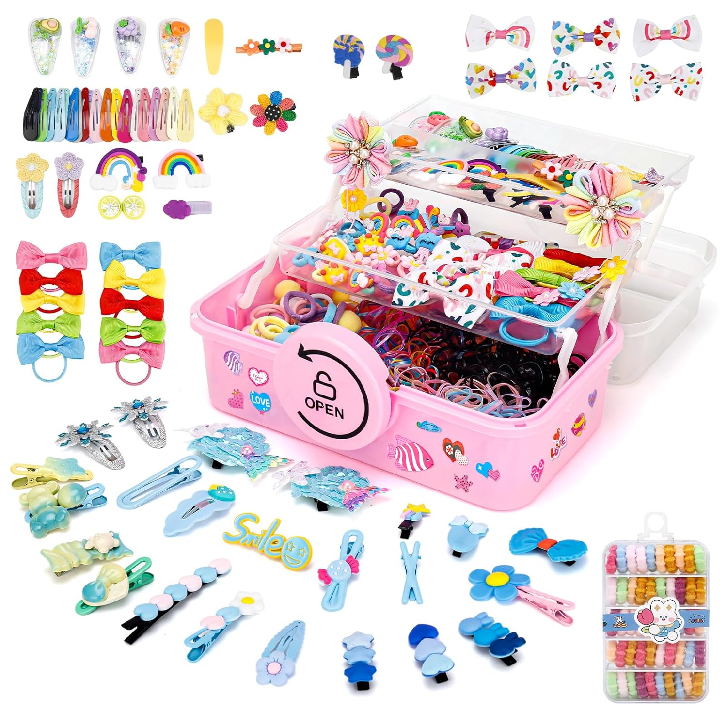 Baby Elastic Hair Ties, Hair Accessories for Girls, Colorful Elastic Hair Bands, Little Girl Hair Clips Set Cute Barrettes Hair Clip Sets(1223PCS)
