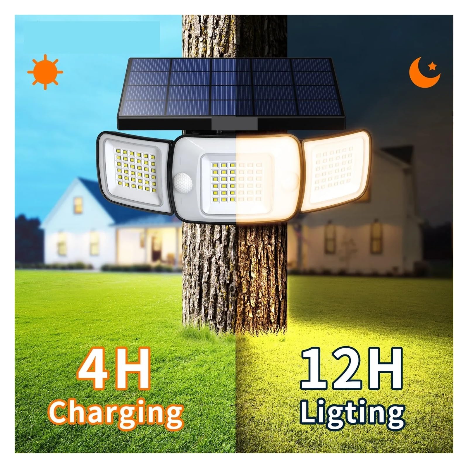 Lampa solarna zewnętrzna, Słoneczna lampa zewnętrzna czujnik ruchu wodoodporna jasna ścienna lampa uliczna do ścieżki ogrodowej garaż schody ganek