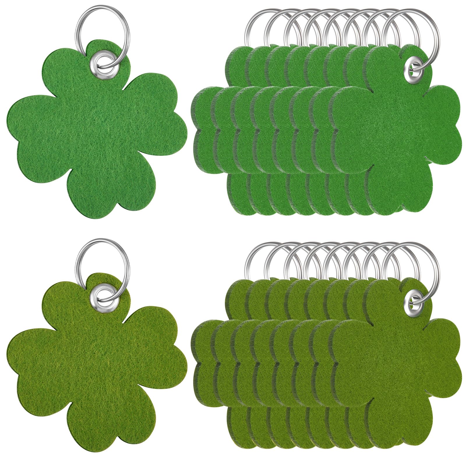 Silkwish 20x Kleeblatt Schlüsselanhänger - Filz Glücksbringer Grün 7x7cm