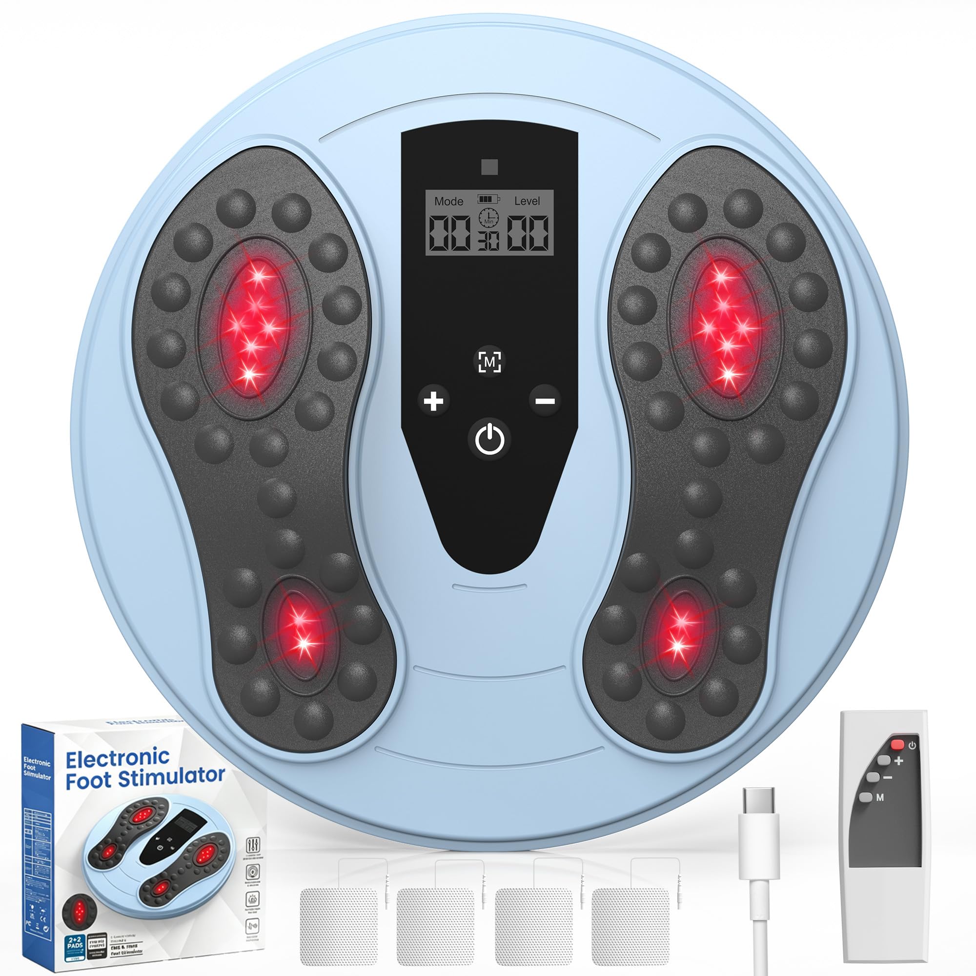 Medic Durchblutungs-Stimulator EMS Fußmassagegerät Polyneuropathie Gerät, 660 + 850nm Infrarotlicht mit 4 Elektroden, für Neuropathie Füße zur Bekämpfung von Bein-Schmerzen Schwellungen