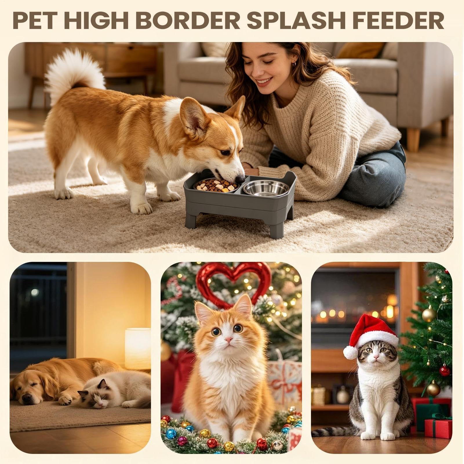 s Elevados Para Perros Antiderrame de Acero Inoxidable | s Con Soporte Para Mascotas Entrenamiento Bebida Cocina Exterior Viaje Camping Patio Trasero