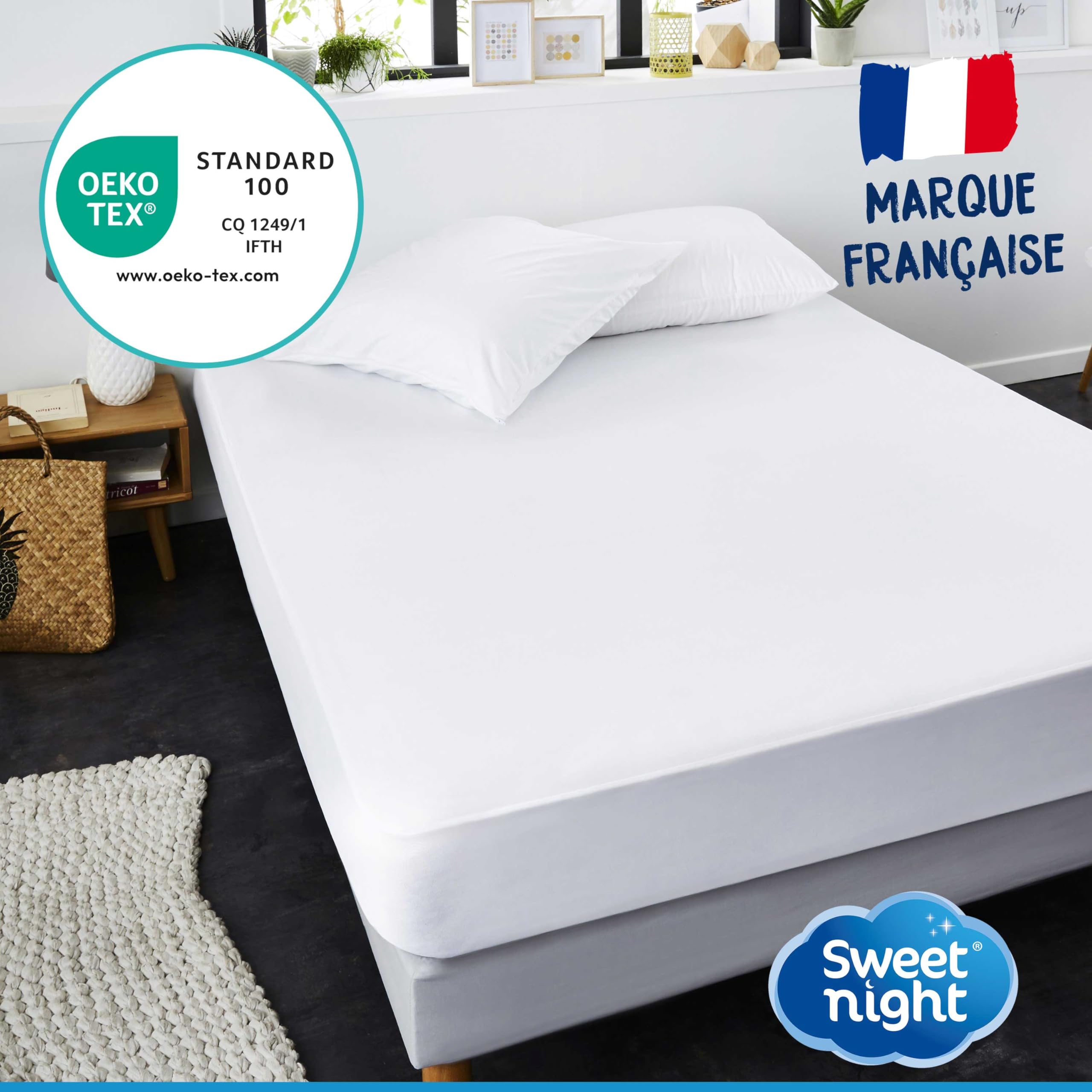 Protège-Matelas Imperméable 140x190 cm Lavable Oeko-Tex Alèse Drap-Housse Bonnet 27 cm SWEET NIGHT