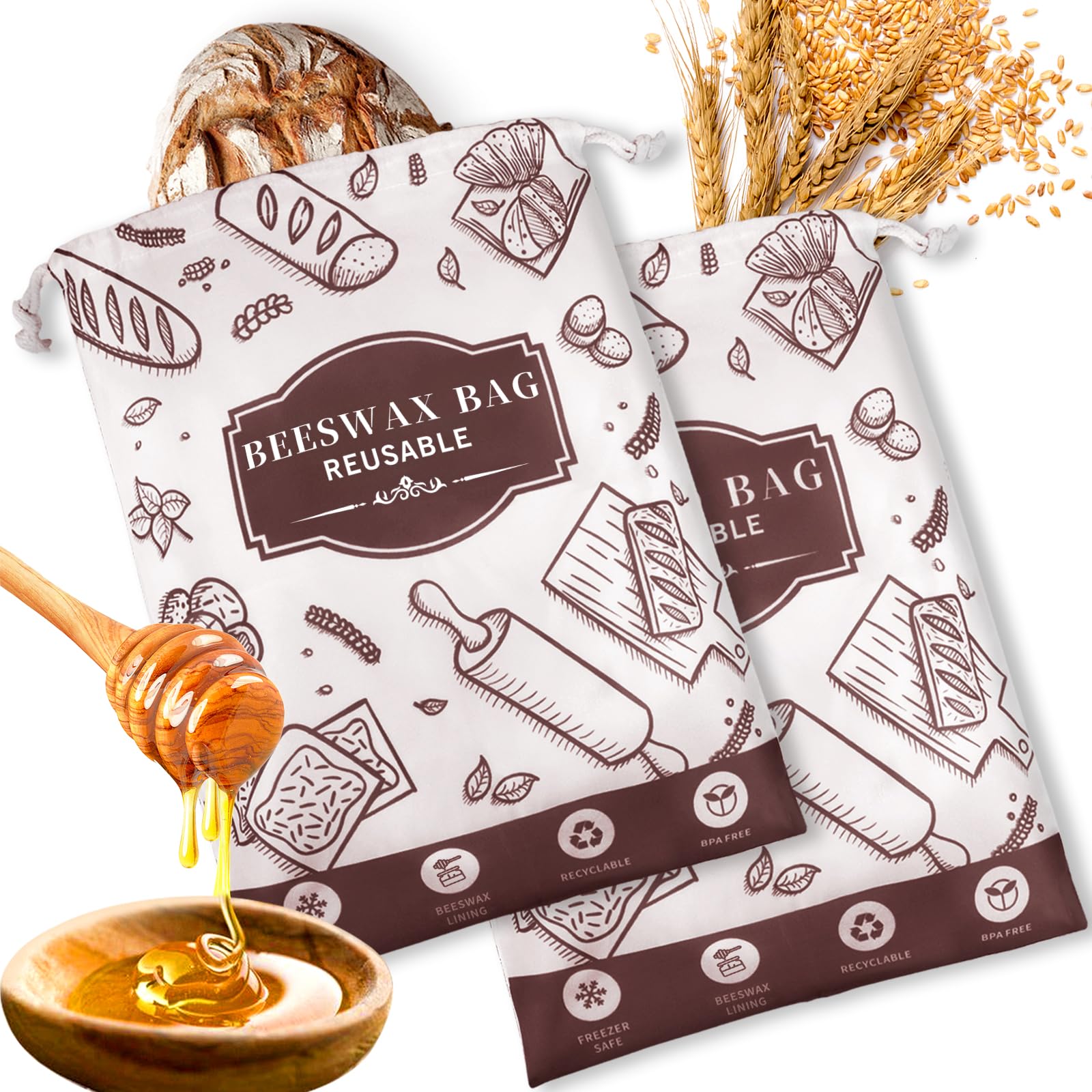 Beeswax Bread Bags - Keep Bread Fresh! -1