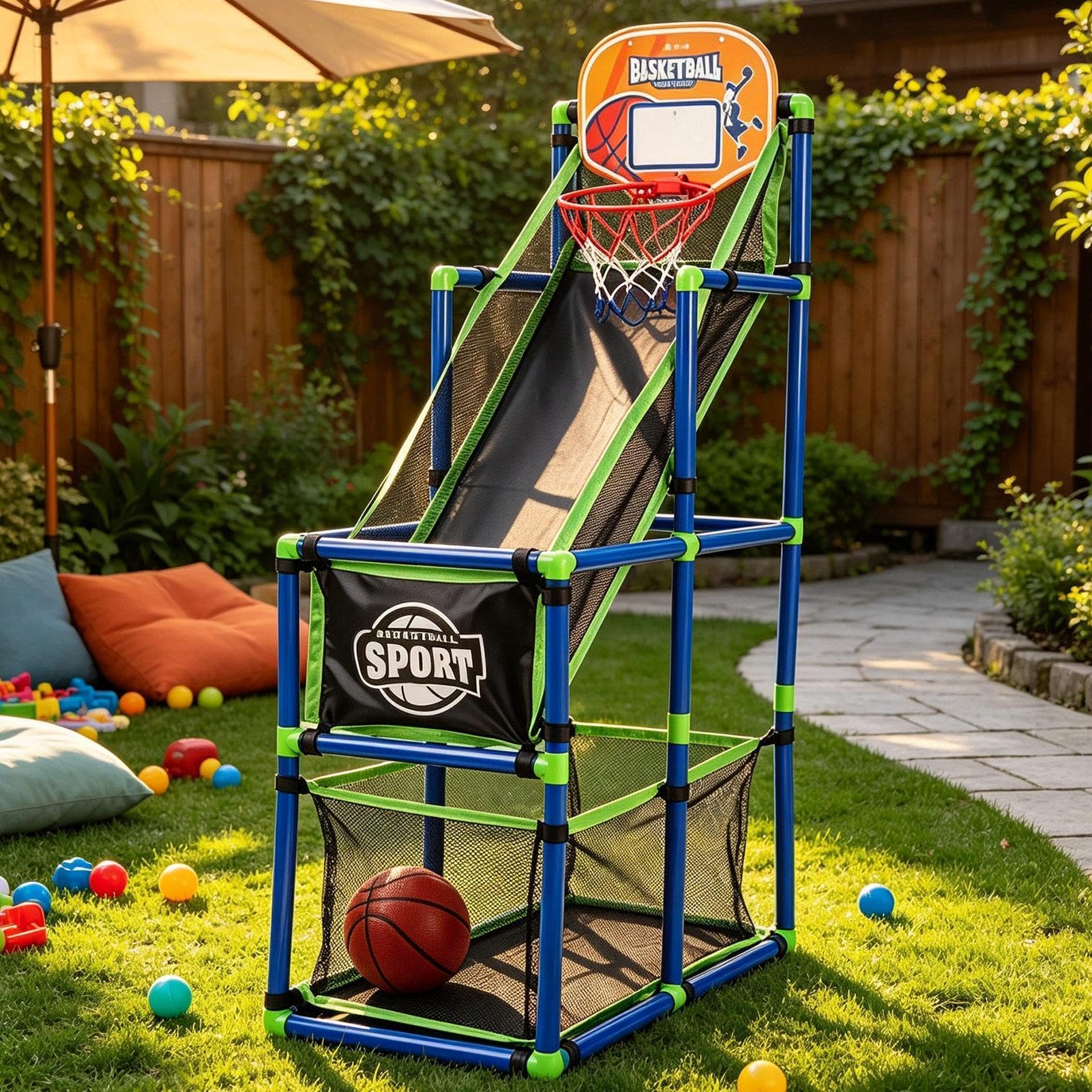 Juegos De Baloncesto para Niños Y Niñas con Pelota Y Aro Portátil De Altura