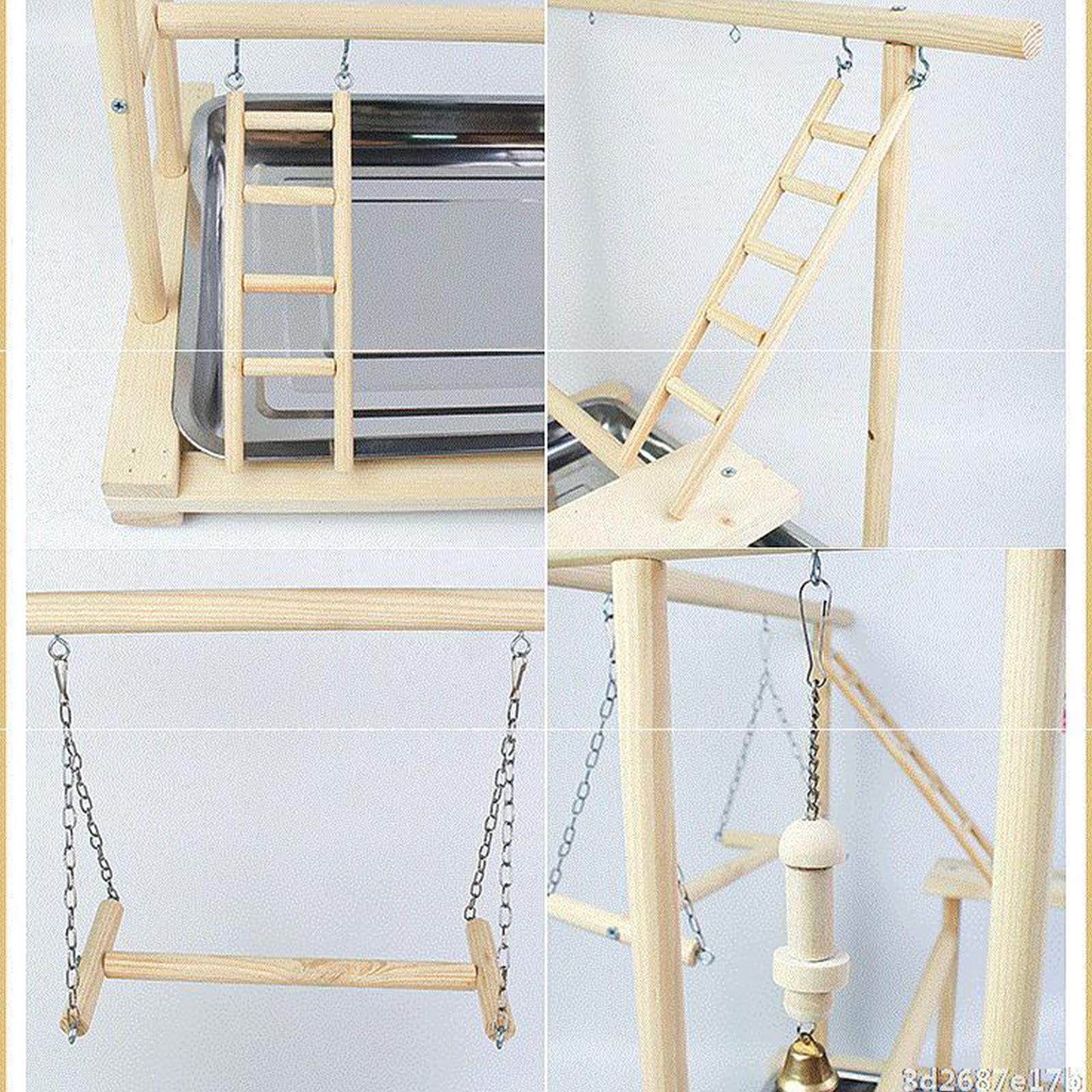 Pappagallo Uccello Gioco Cornice Scaffale Cockatiel Parco Giochi Pavimento Allenamento Basso In Legno Palestra Scala Alimentazione Tazza Altalena Arrampicata Sport Giocattolo Vasca Da Bagno Per Uccell