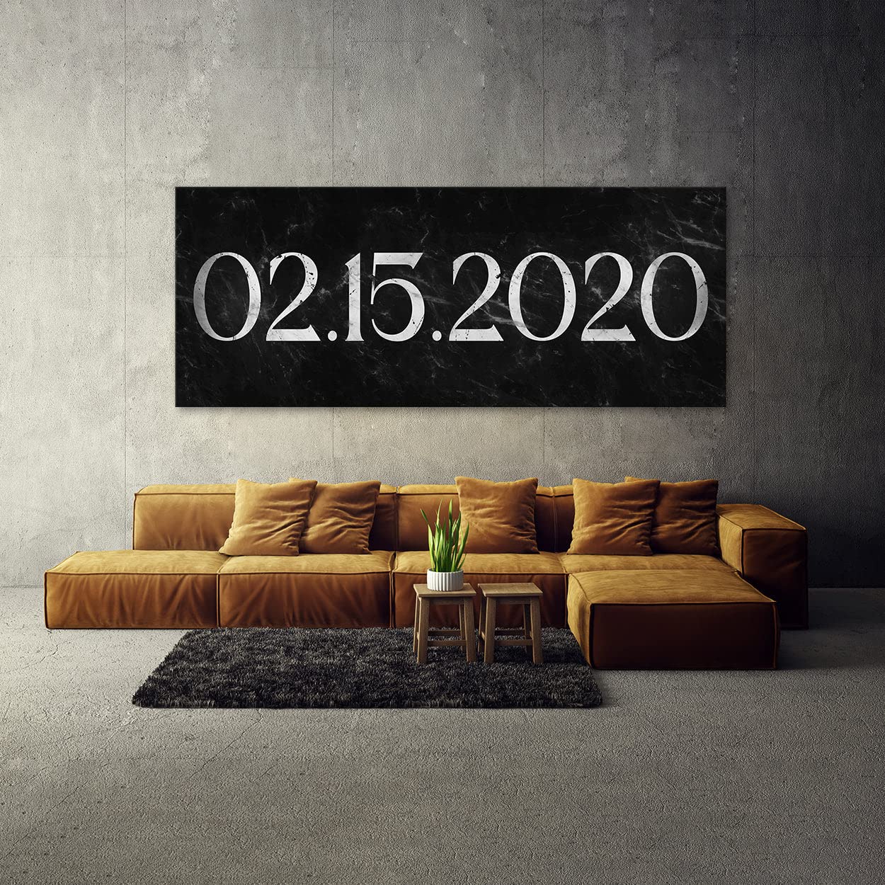 Cartel personalizado de mármol negro con fecha de aniversario, lienzo personalizado, decoración del hogar, póster de pared, pintura pequeña de 20 x 8 pulgadas, lienzo de sentido