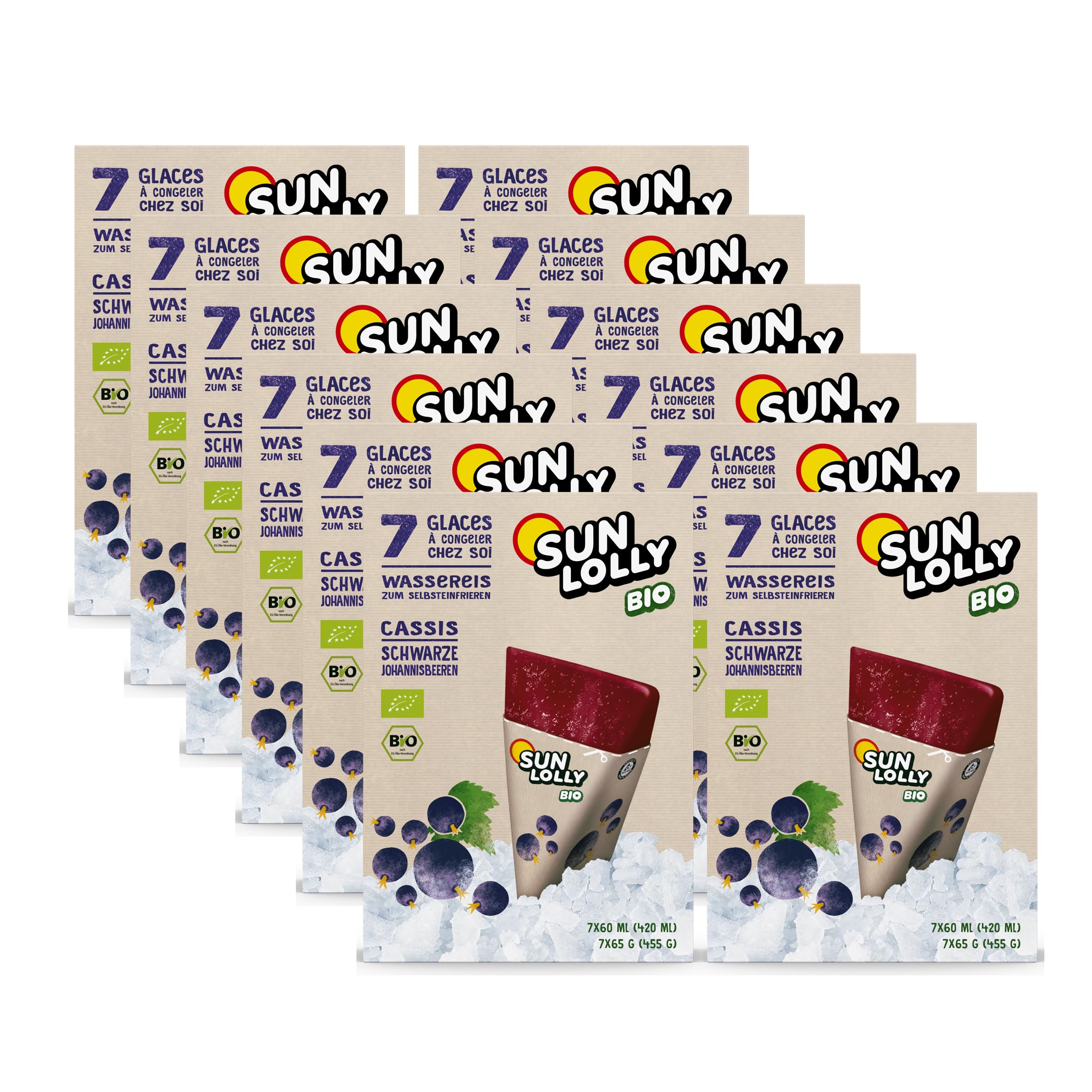 Sun Lolly Bio Wassereis Schwarze Johannisbeere 12er Vorratspack 12 x 420ml