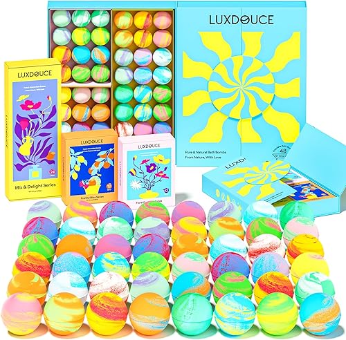 Paquete de 48 bombas de baño, bombas de burbujas aromáticas con 18 aromas, relajante y nutritiva para la piel, regalo ideal para mujeres en Navidad, Paquete de 48 bombas de baño, bombas de burbujas aromáticas con 18 aromas, relajante y nutritiva para la piel, regalo ideal para mujeres en Navidad,
