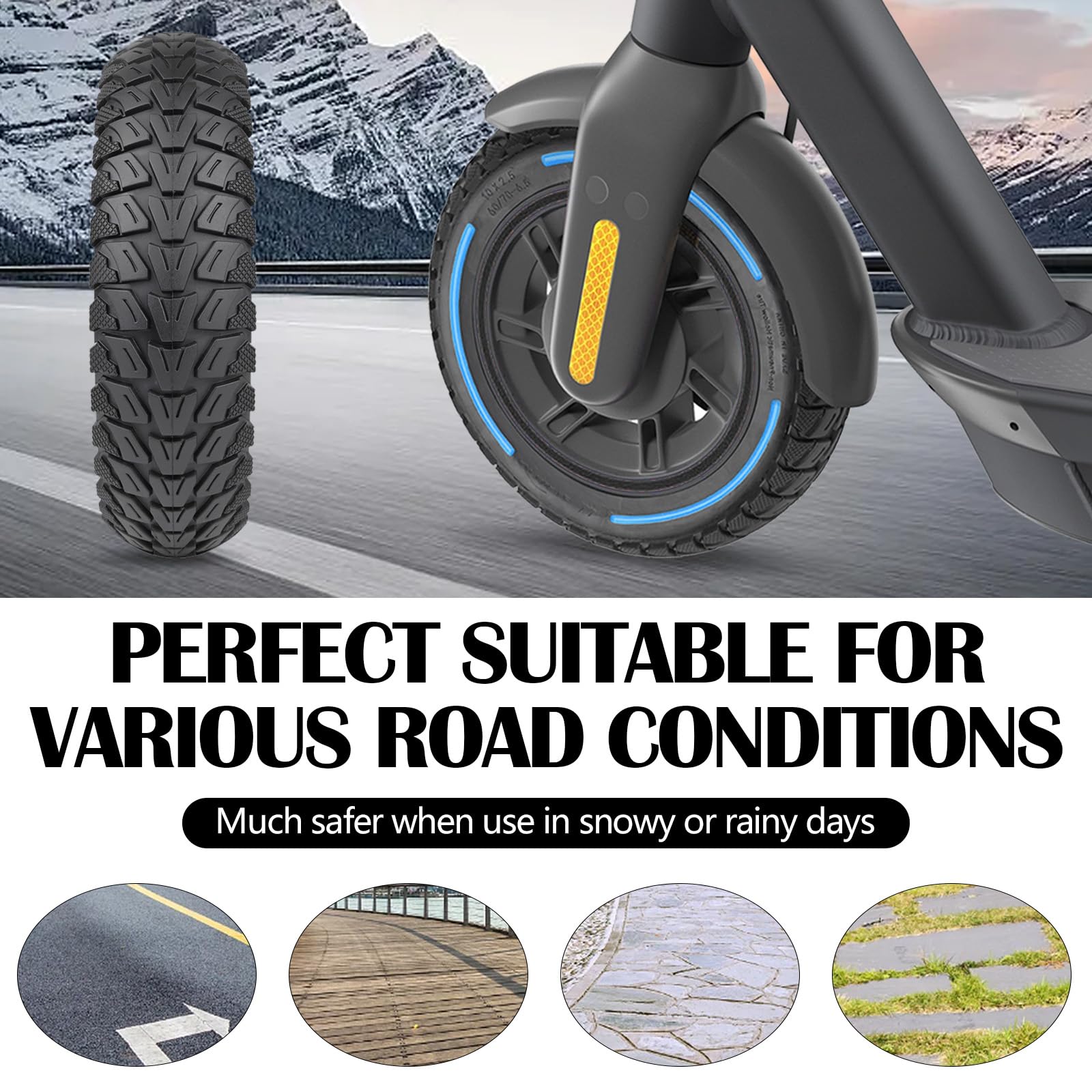 2 Stück Vollgummireifen für Ninebot G30/G30d/G30e/G30lp/G30 Max 10x2.5 Zoll Ersatzreifen 60/70-6.5 E Scooter Solid Reifen E Scooter Reifen 10 Zoll
