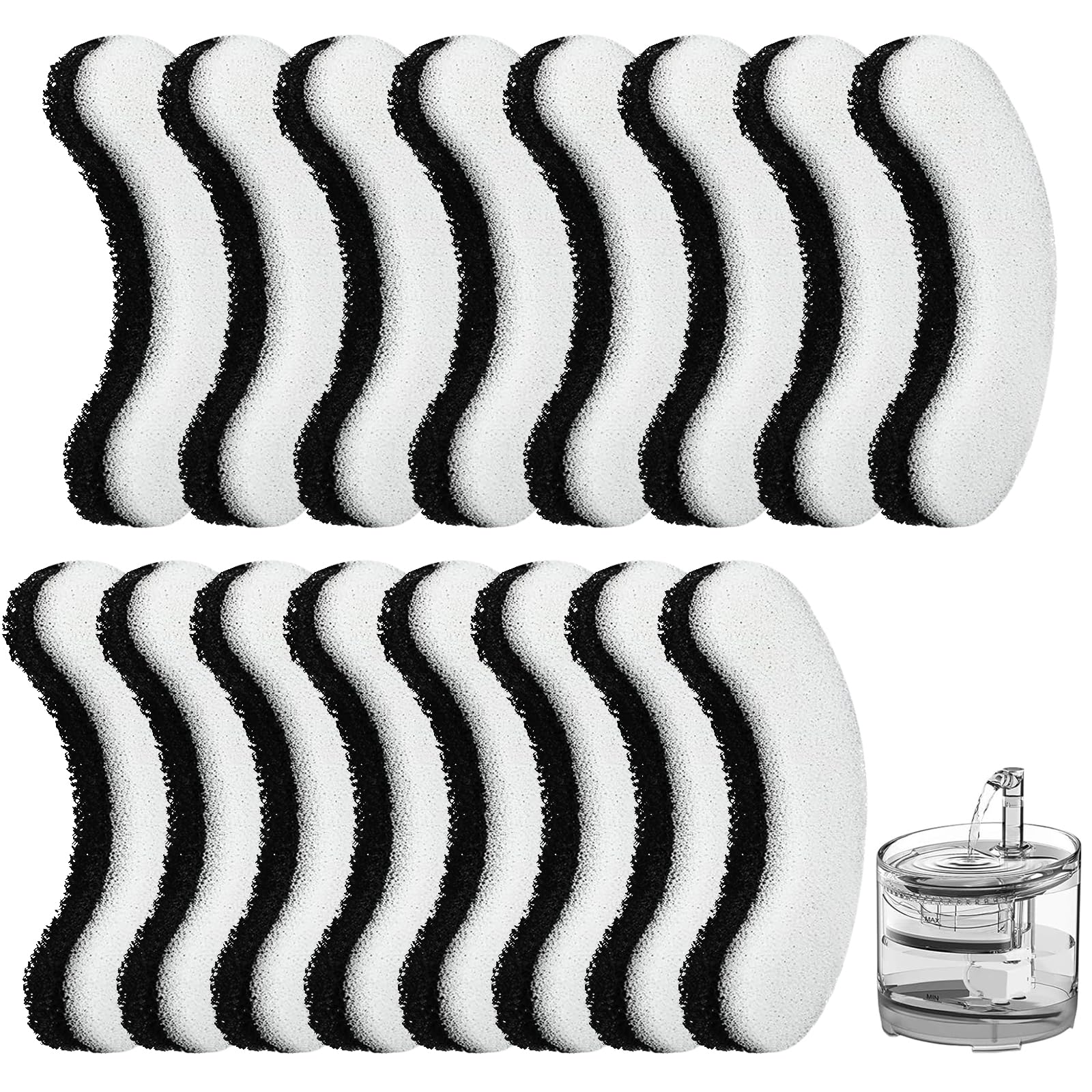 16 Pieces Cat Water Fountain Filters, Water Fountain Filters Replacement for Cat，Water Fountain Fit for Clear Fountain Perfect for NPET WF050 & WF100，