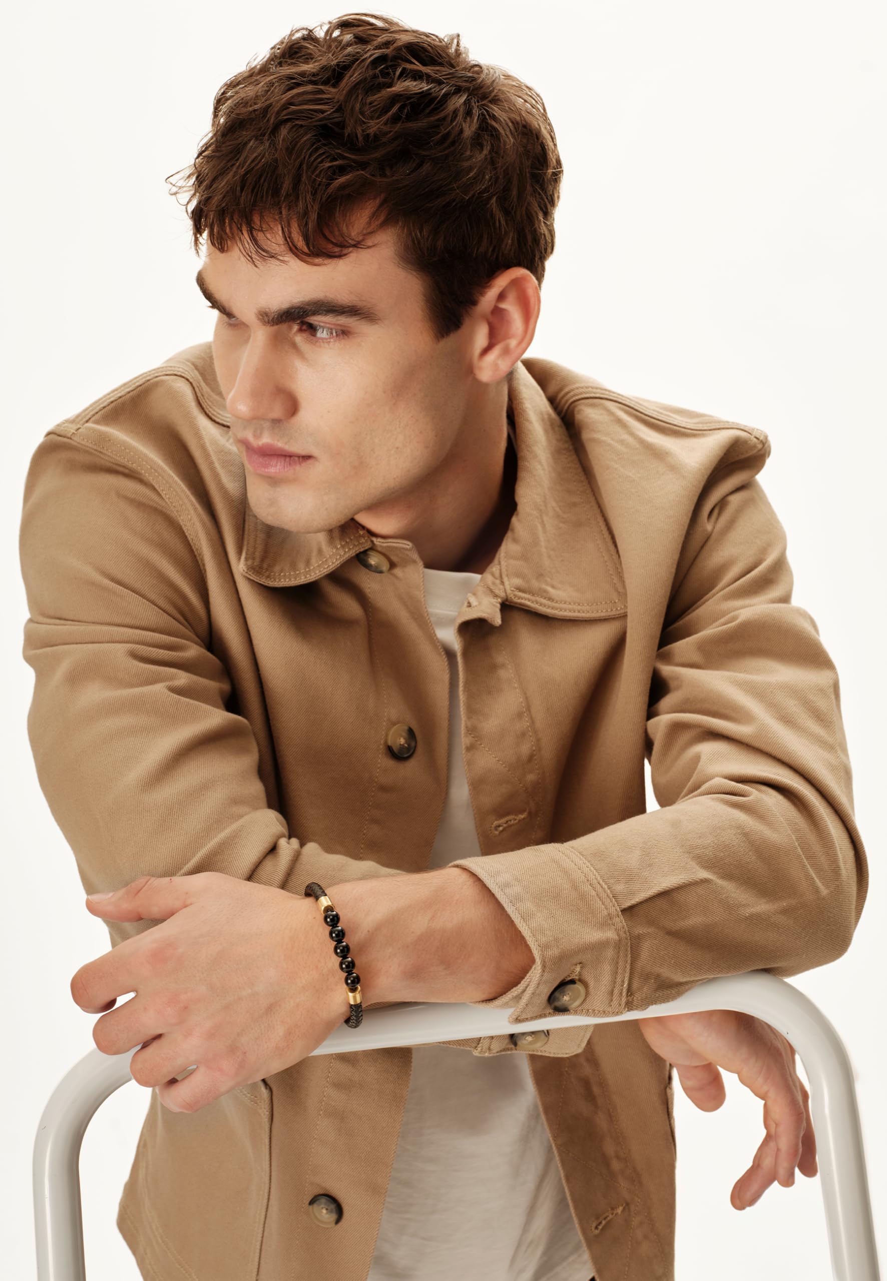 Breil, Bracciale Uomo in Steel, Leather, Stone | Collezione INDIANA, Bracciale, Dimensione 19 cm, Gioiello idee regalo uomo