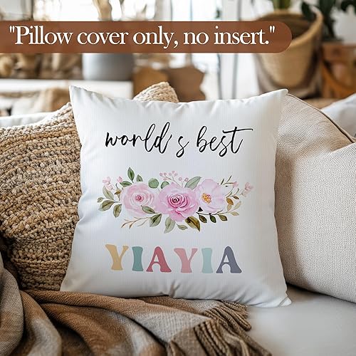 Miniatura 2 de World's Best Yiayia Throw Pillow Covers 18x18, Grandma Gifts for Mother's Day, Yiayia Gifts Decorative Pillow Covers, Grandma Gift Pillowcases