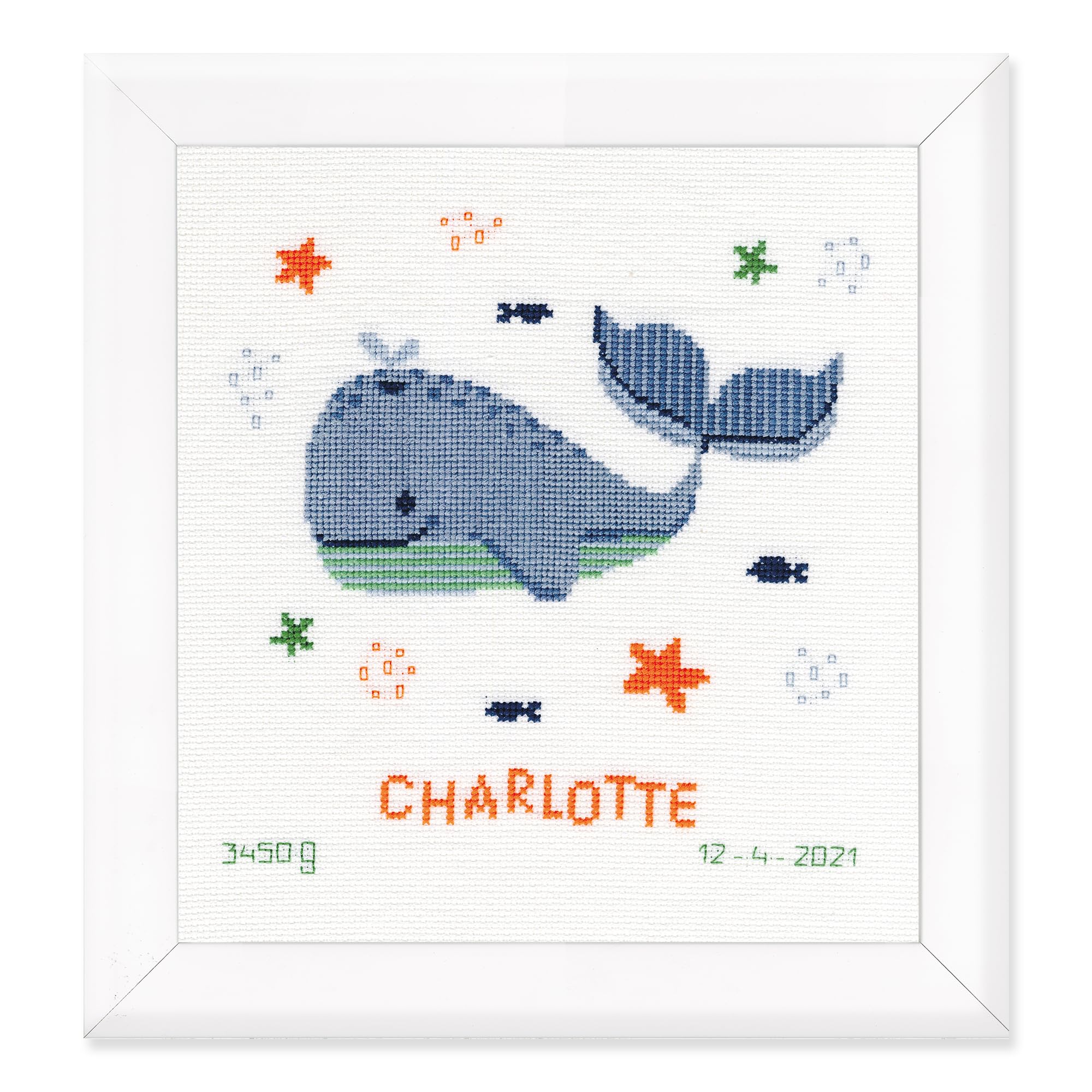 Vervaco counted cross stitch kit ""Whales fun"", 22x23cm, DIY