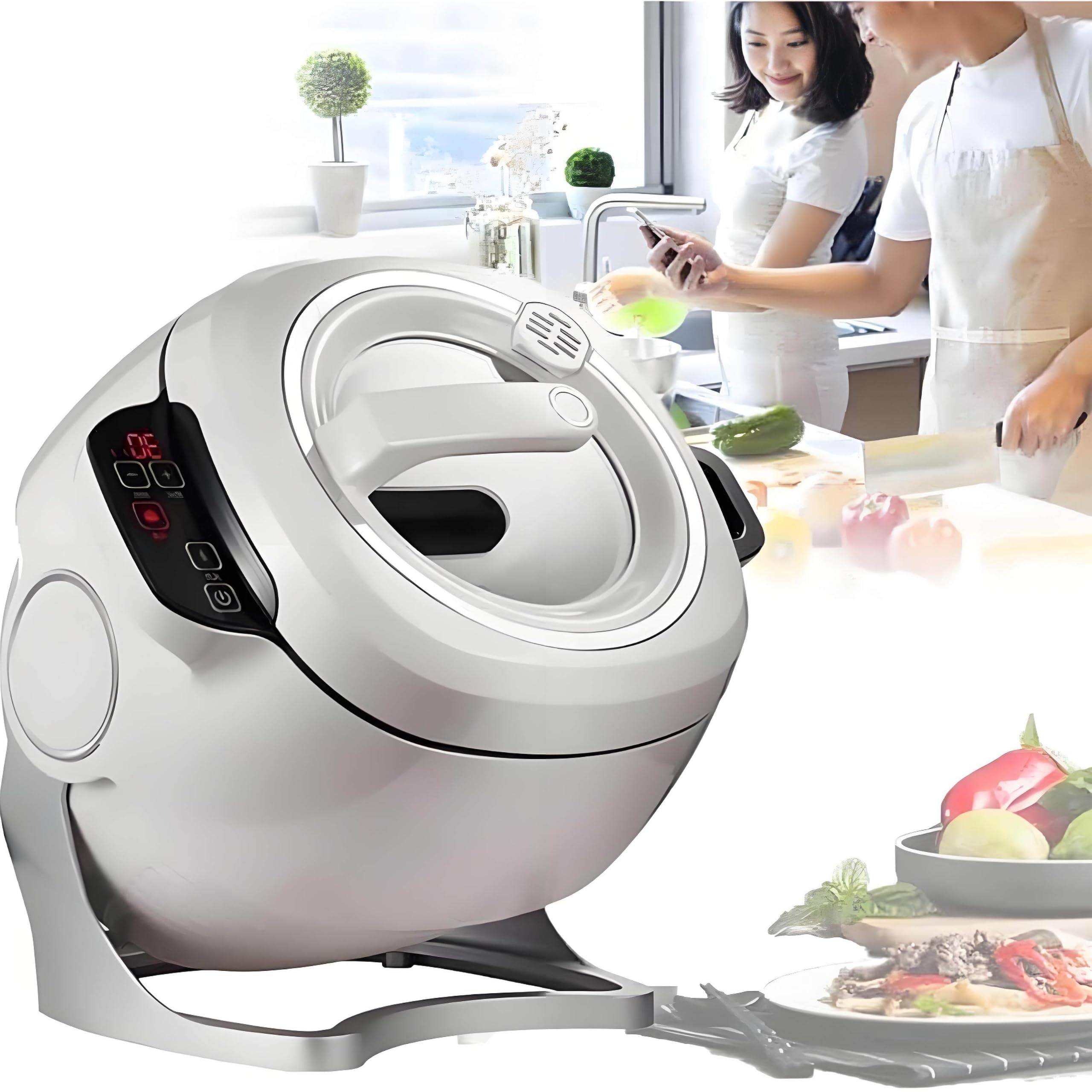 LJLYYDS Auto Cooking Wok, Lazy Stir-fry Pan Cooking Machine with 3 Gears Speed & 6L Capacity, 360° Rotatable Drum Type Fried Rice Machine for Stir Frying Stewing Cooking
