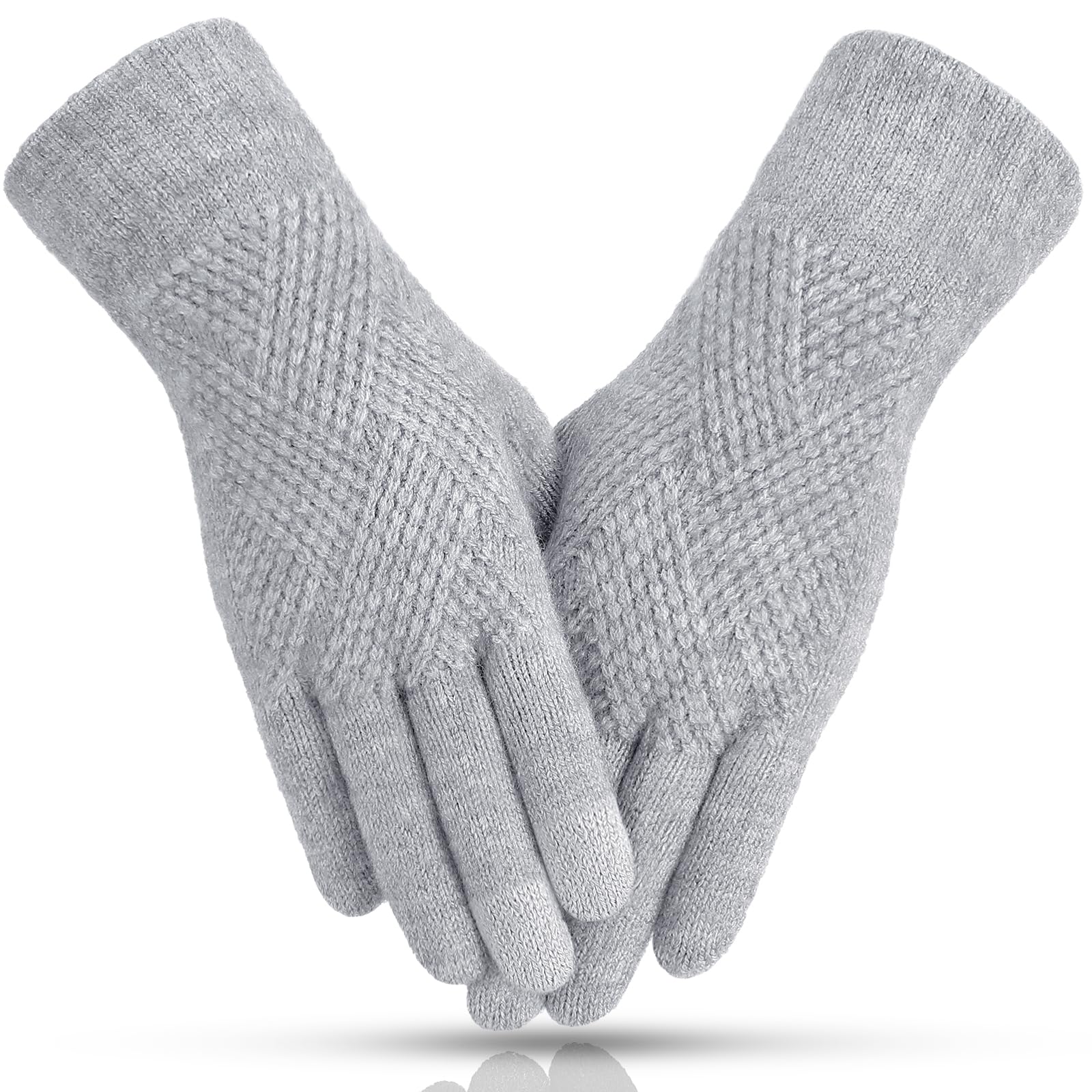 Tavaleu Womens Winter Gloves - Gloves for Women Cold Weather, Warm Touch Screen Fleece Lined Glove, Elastic Cuff Knit Glove