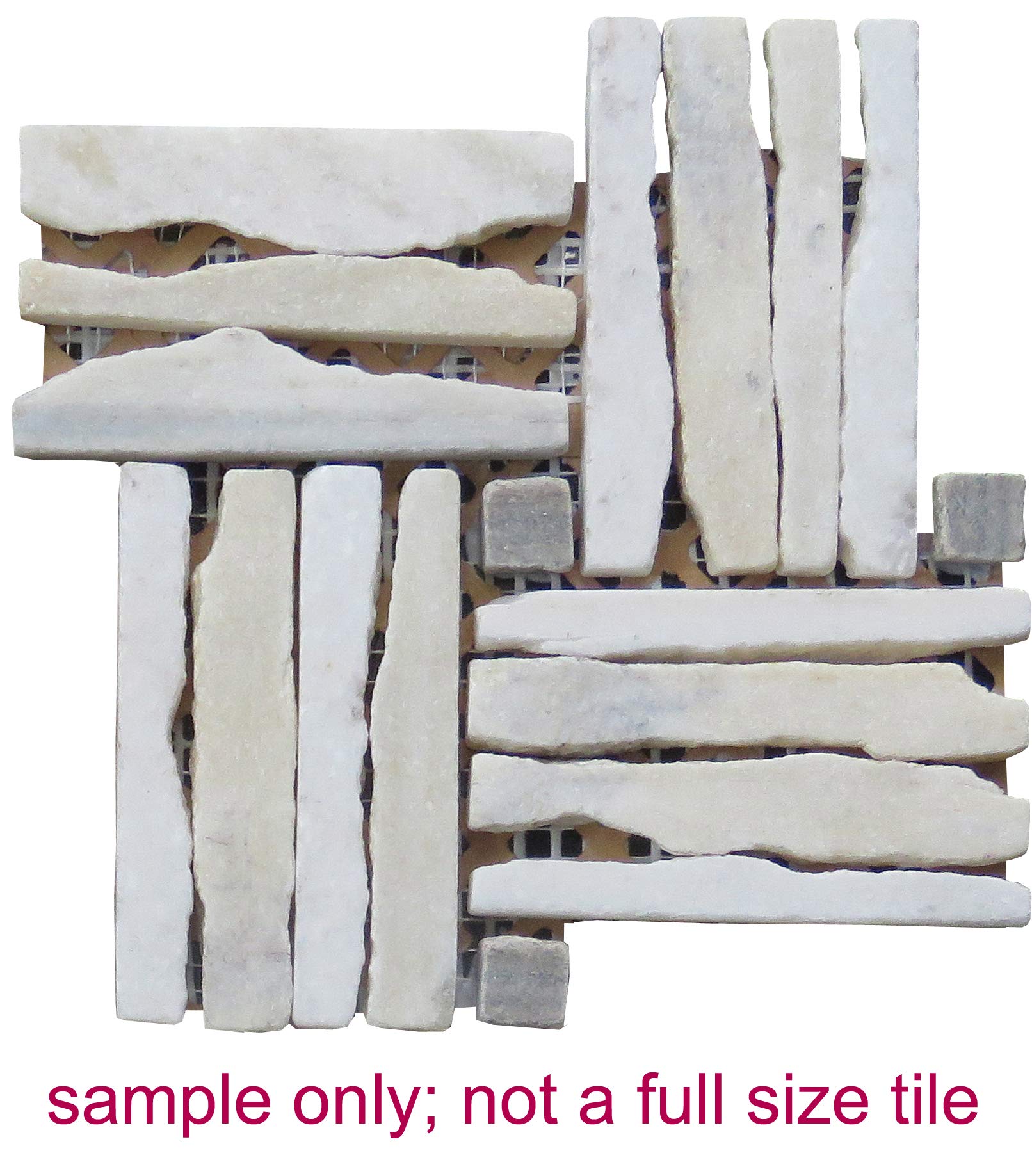LS013-H-sample Landscape Wonder Quartzite Basketweave Interlocked Mosaic Tile Sheet, Sample, Mixed Grey & White