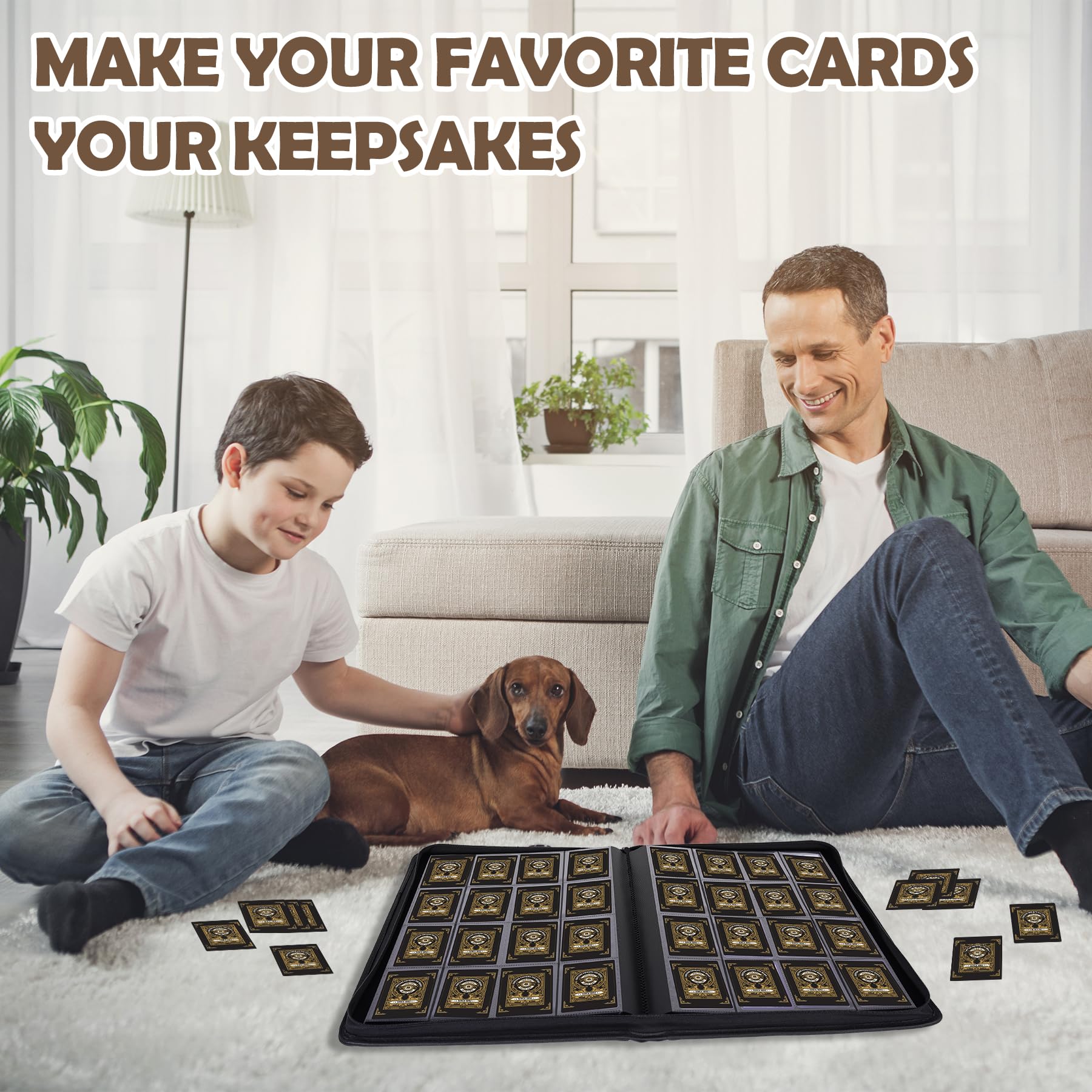 Raccoglitore per carte collezionabili con oltre 1000 tasche, 16 tasche, senza anelli, caricamento laterale, per TCG, MTG, carte sportive (caffè)