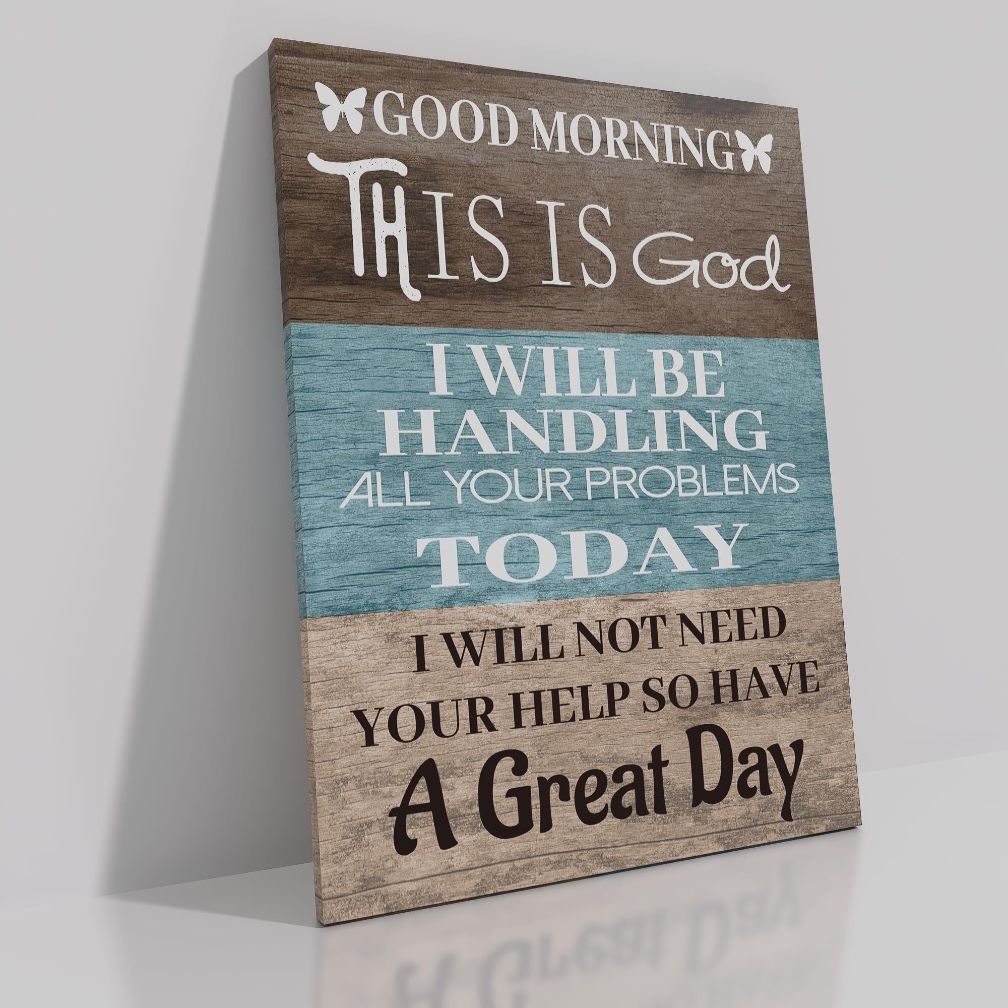 AUOQKQUT Christian Inspirational Canvas Wall-Art Morning This is God Funny Quote Religious Poster for Home Office Church Framed,08x12inch(20x30cm)
