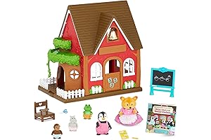 Li'l Woodzeez Honeysuckle Hillside Cottage: Miniature Schoolhouse Stackable Playhouse & Storybook Bundle