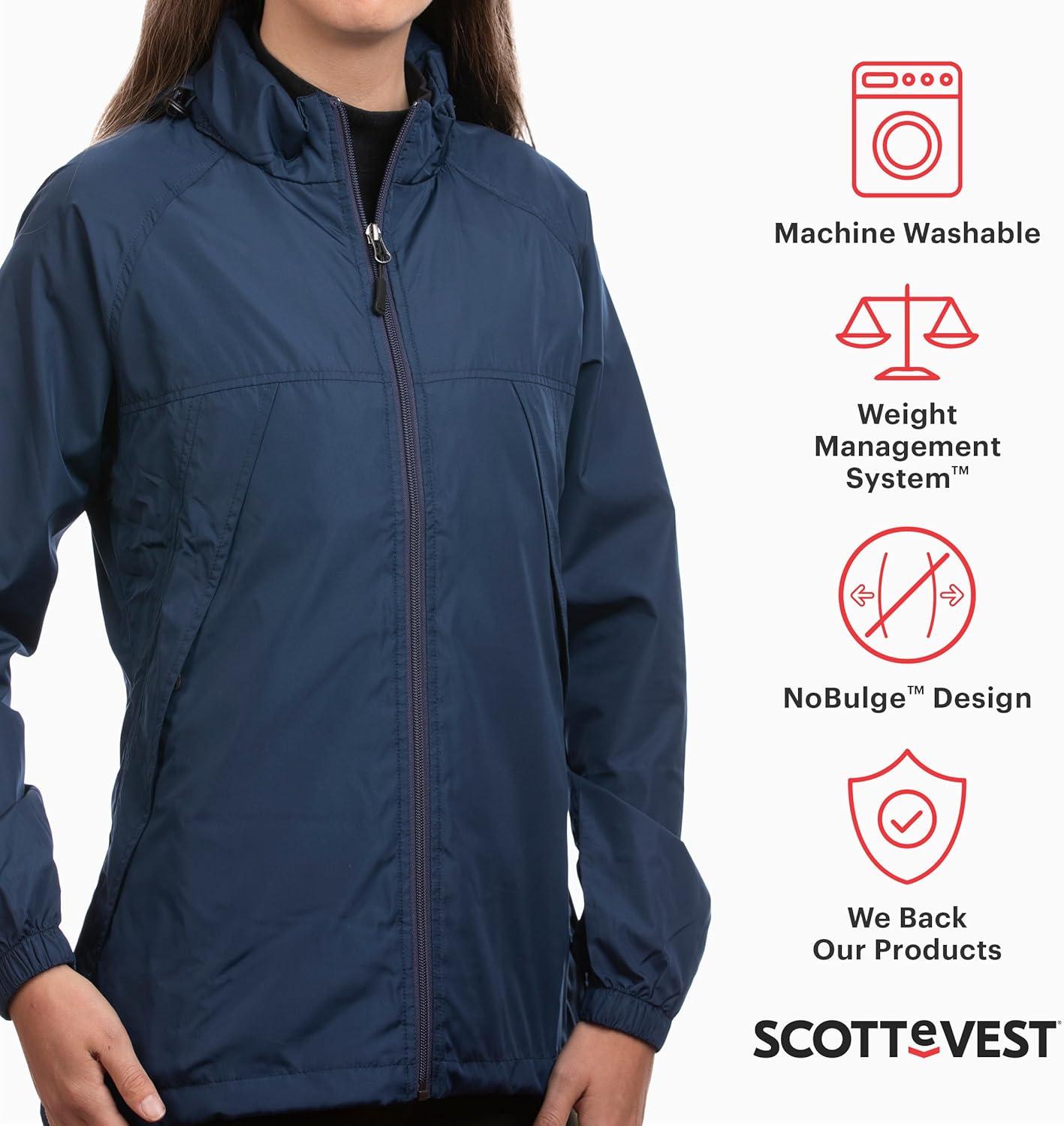 SCOTTeVEST Pack Windbreaker Jacket for Women - 19 Hidden Pockets - Lightweight Water Repellent Coat for Travel & More - Image 2