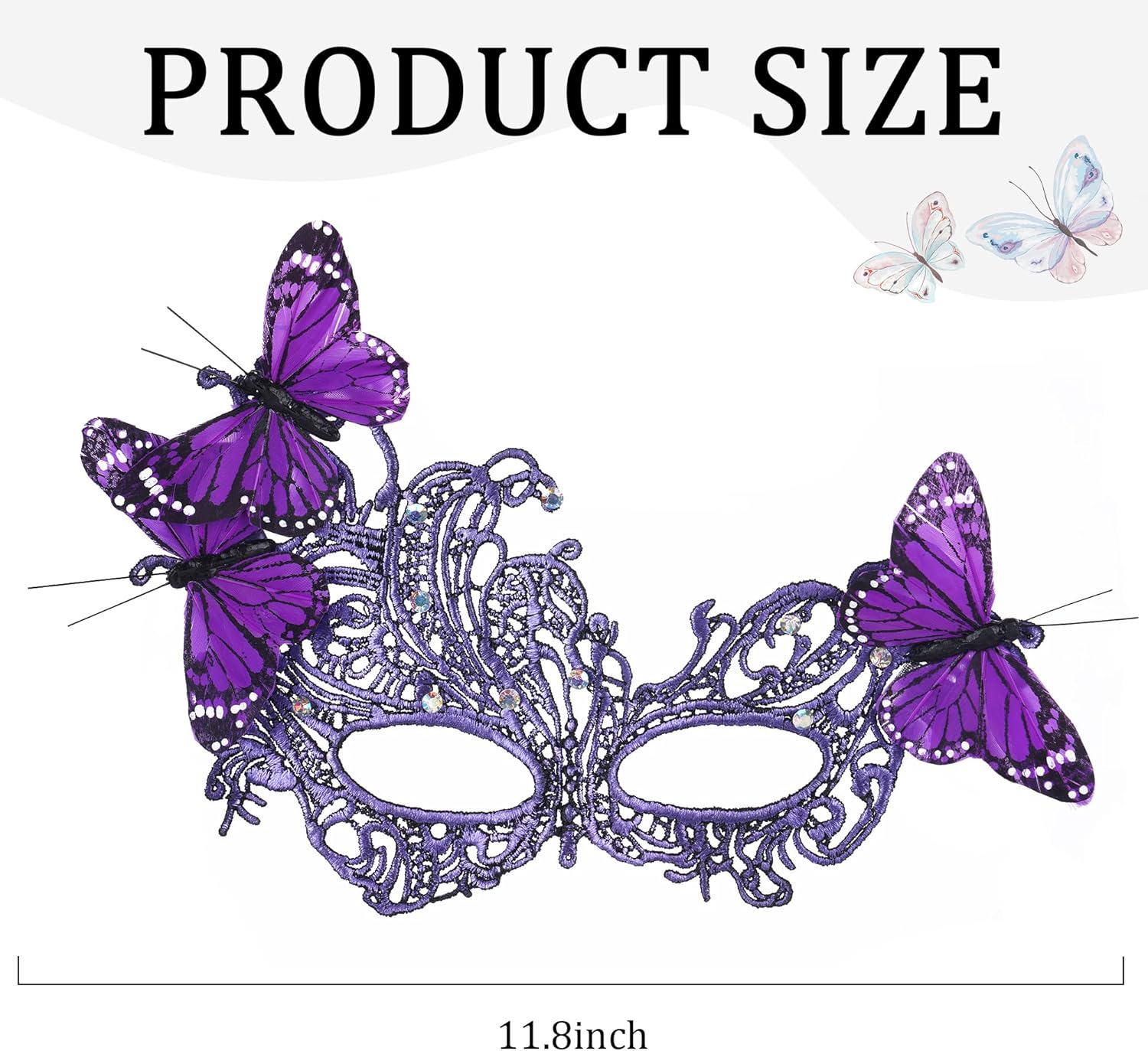 Lace Masquerade Masks for Women - 2026 Halloween Venetian Butterfly Mask with Rhinestone - Image 5