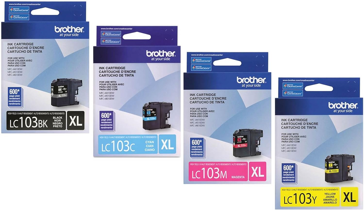 Brother Printer LC103 High Yield Ink Cartridge, Black-Cyan-Magenta-Yellow