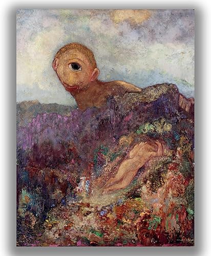 Miniatura 1 de Yomcut Odilon Redon - Lienzo decorativo para pared, póster de cíclope, pintura al óleo abstracta simbolista. Póster de mitología retro. Adecuado
